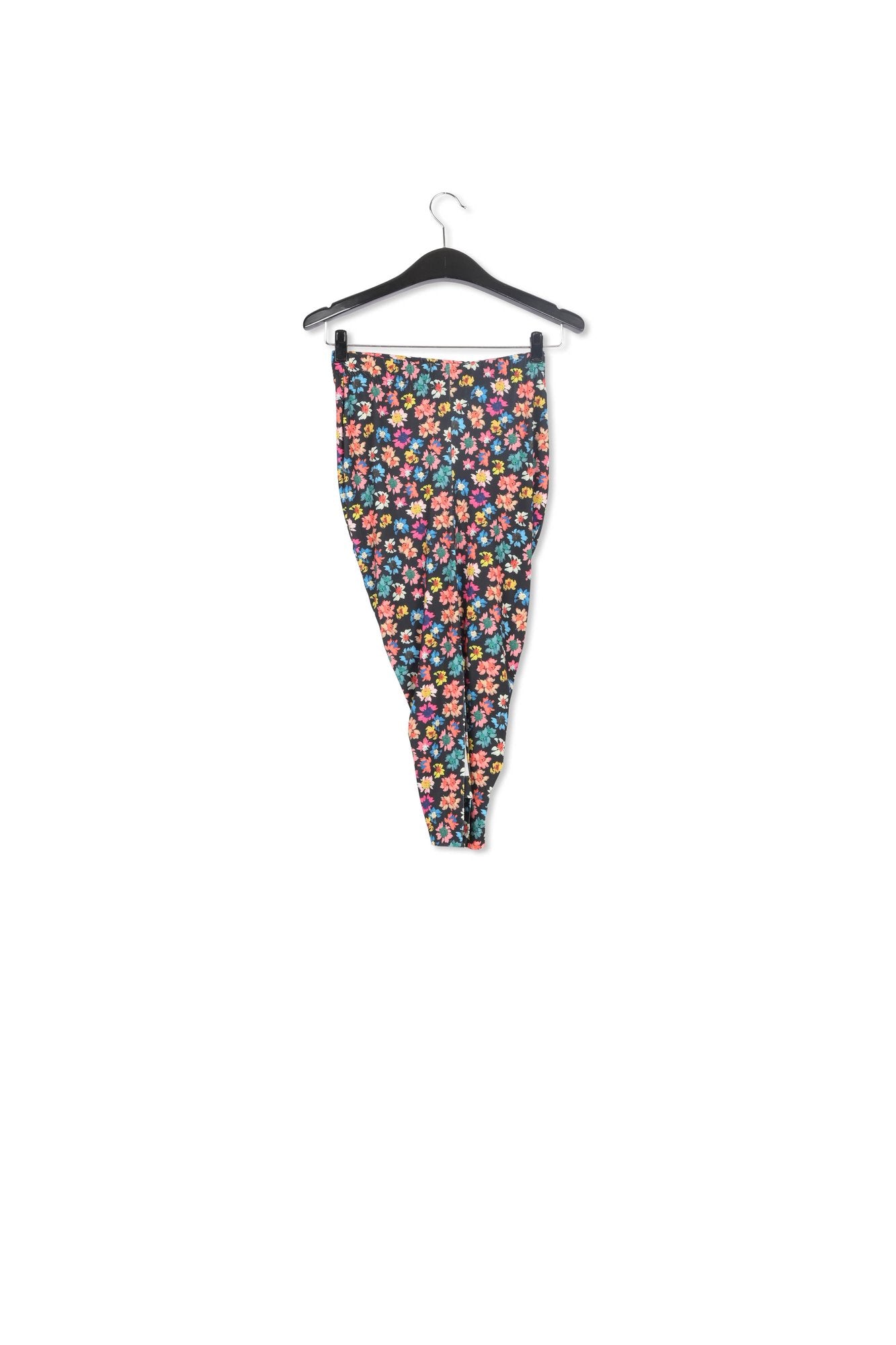 Zwarte mini-bloemenrok in stretch jersey met ruches RE—SSENTIEL | Essentiel second hand