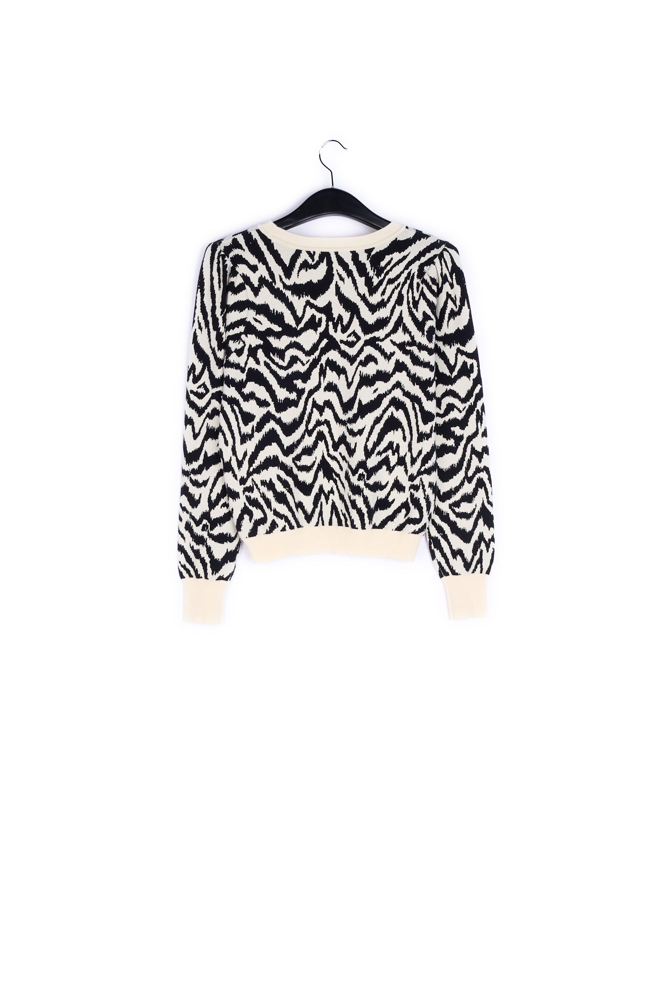 Black and white jacquard-knit zebra sweater RE—SSENTIEL | Essentiel second hand