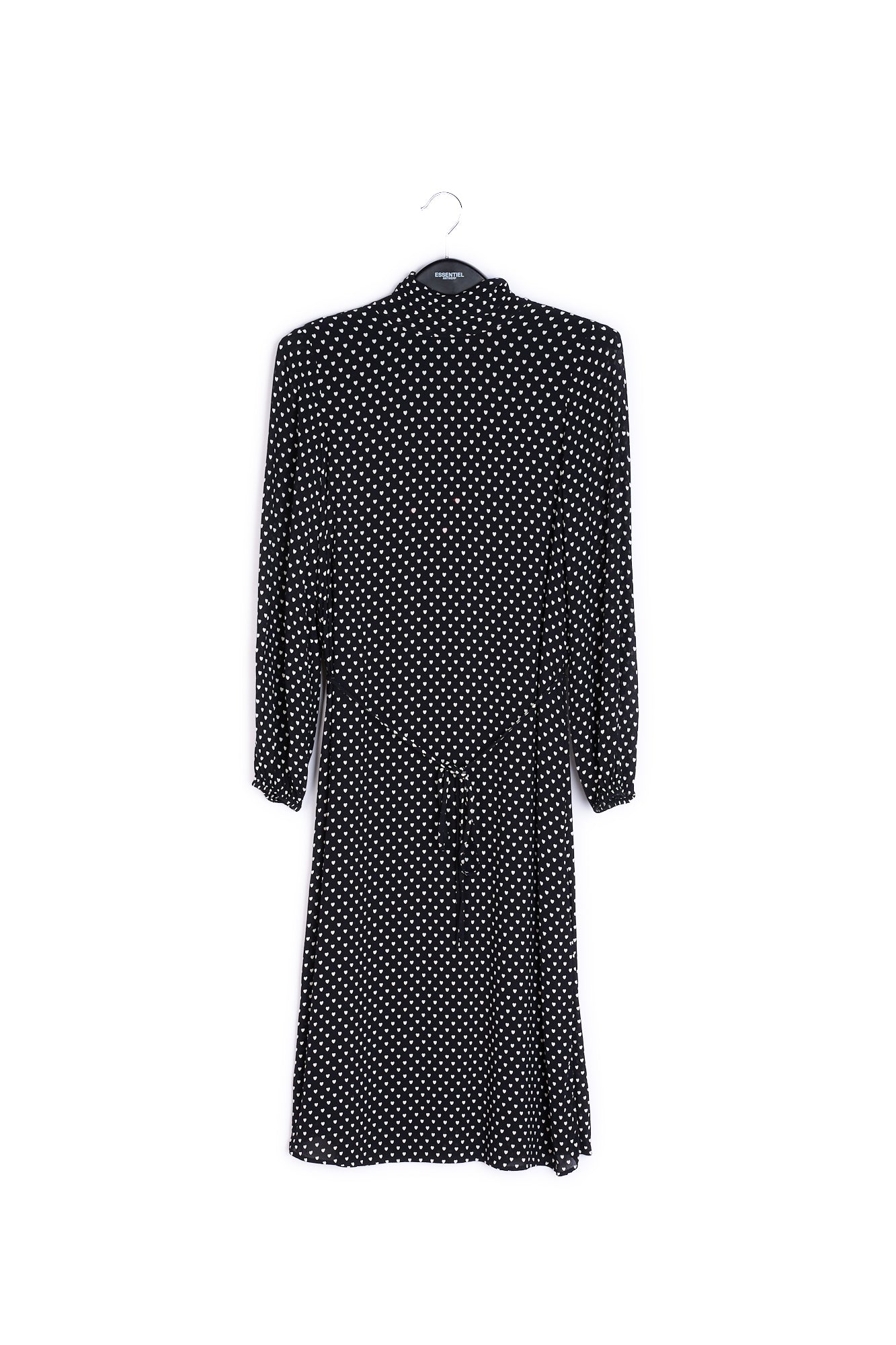 Zwarte halflange jurk met hartjes RE—SSENTIEL | Essentiel second hand