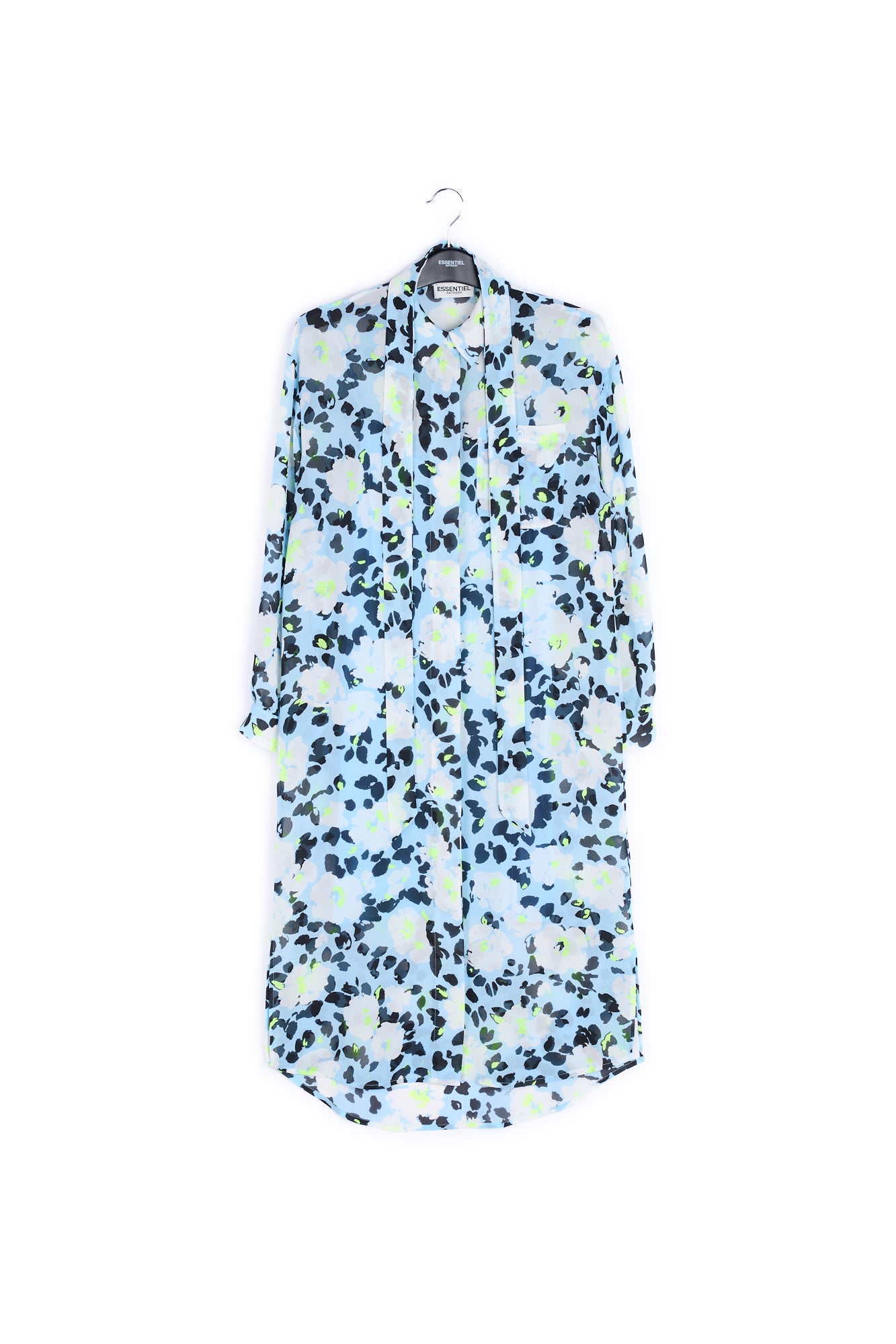 Light blue floral-print shirt dress RE—SSENTIEL | Essentiel second hand