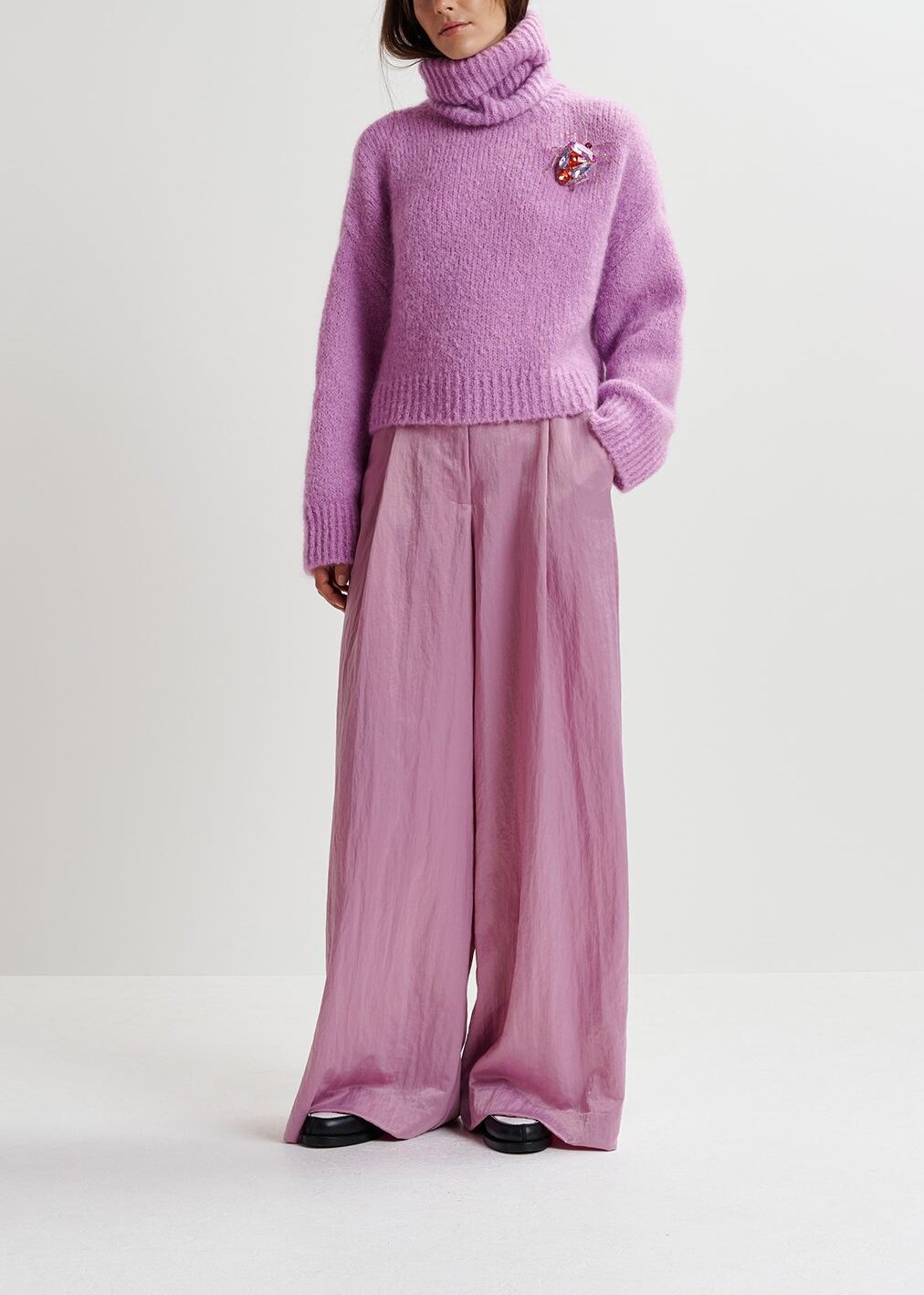 Mauve turtleneck knit sweater RE—SSENTIEL | Essentiel second hand