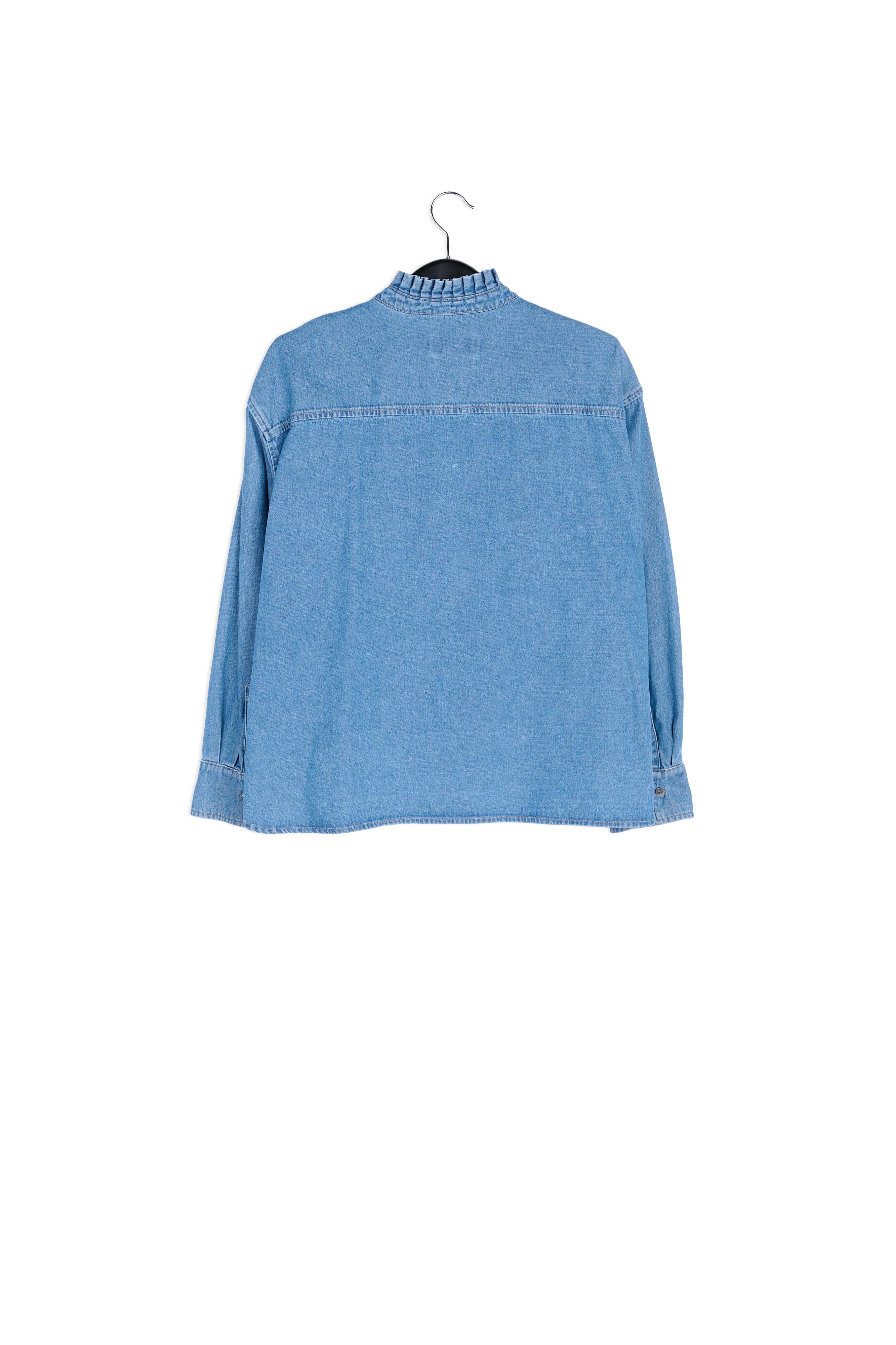 Blue denim shirt with frilled collar RE—SSENTIEL | Essentiel second hand