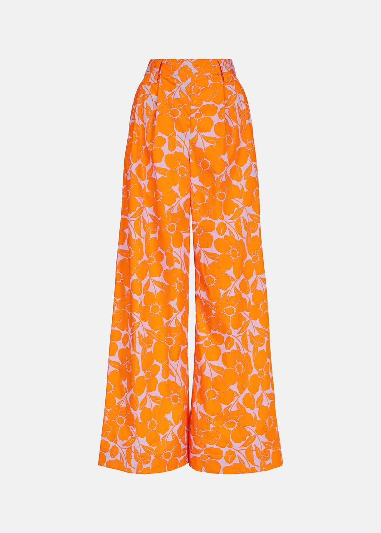 Lilac and orange cotton wide-leg pants with floral print RE—SSENTIEL | Essentiel second hand