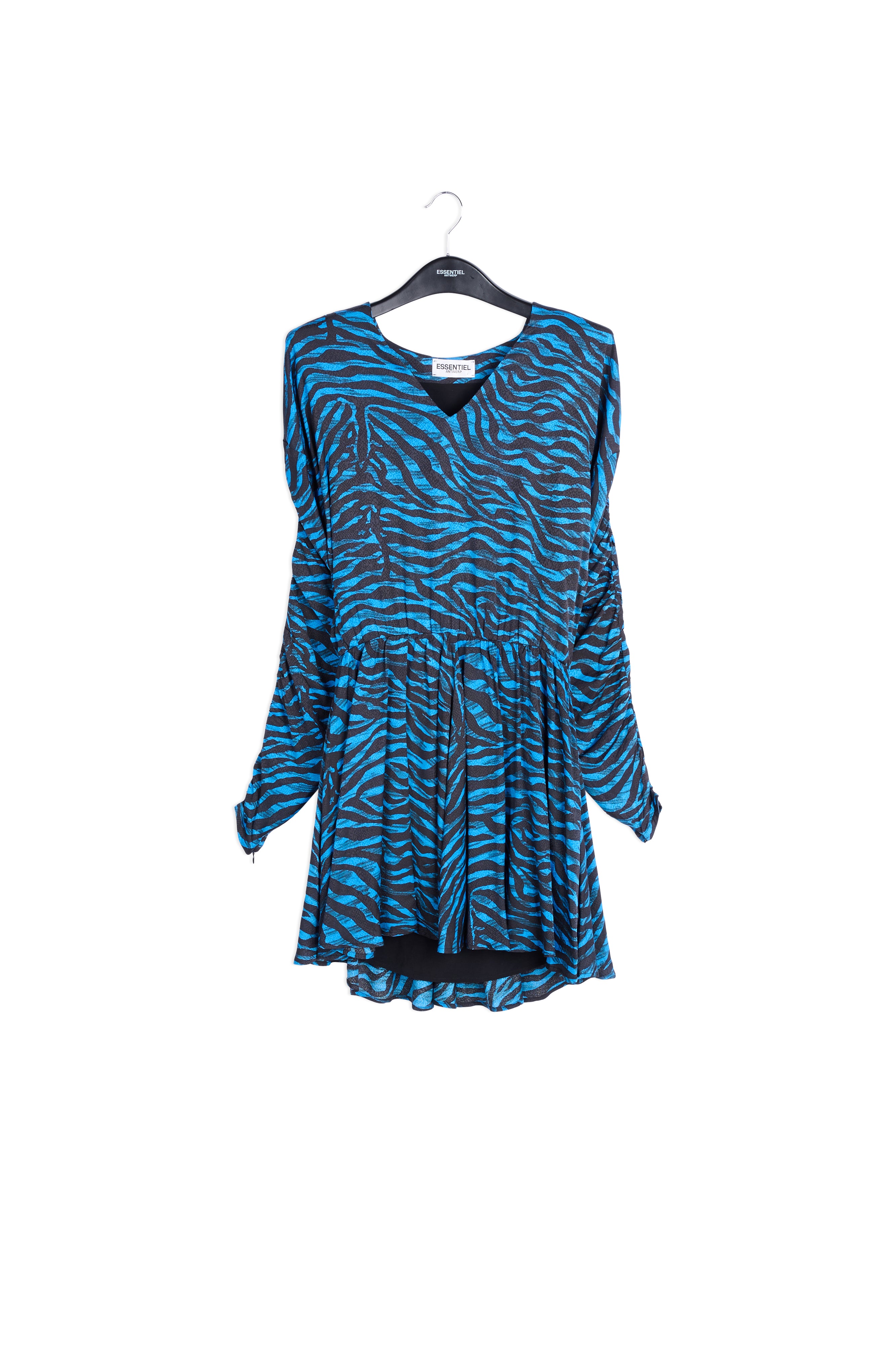 Turquoise and black zebra print mini dress RE—SSENTIEL | Essentiel second hand