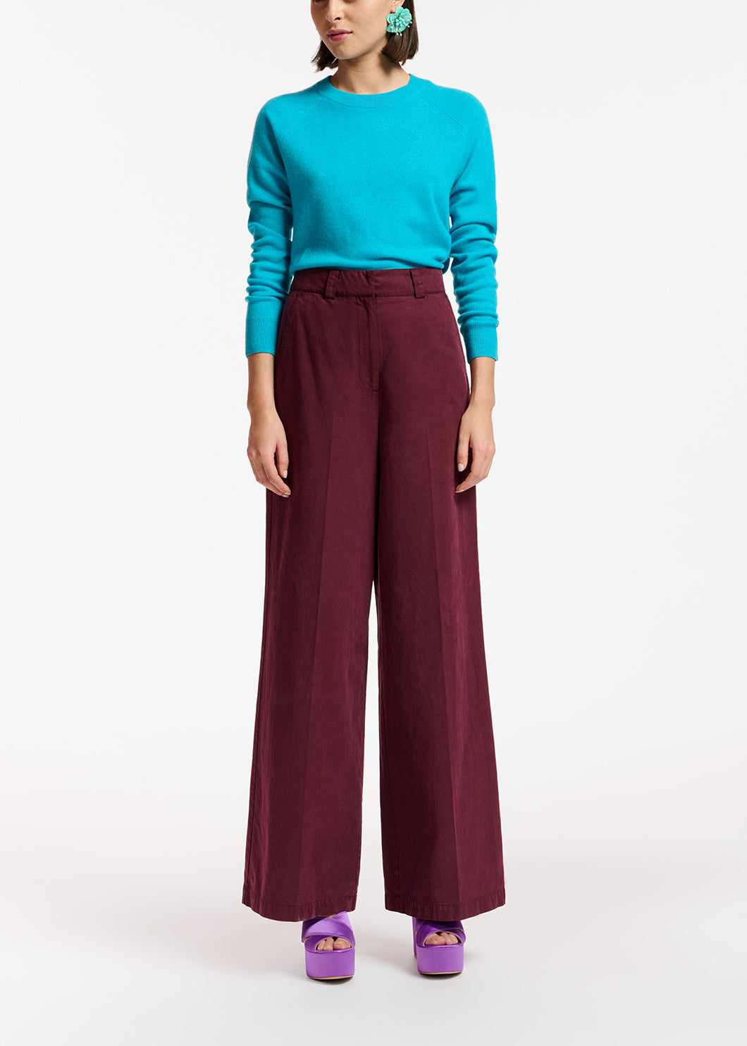 Burgundy straight-leg pants RE—SSENTIEL | Essentiel second hand