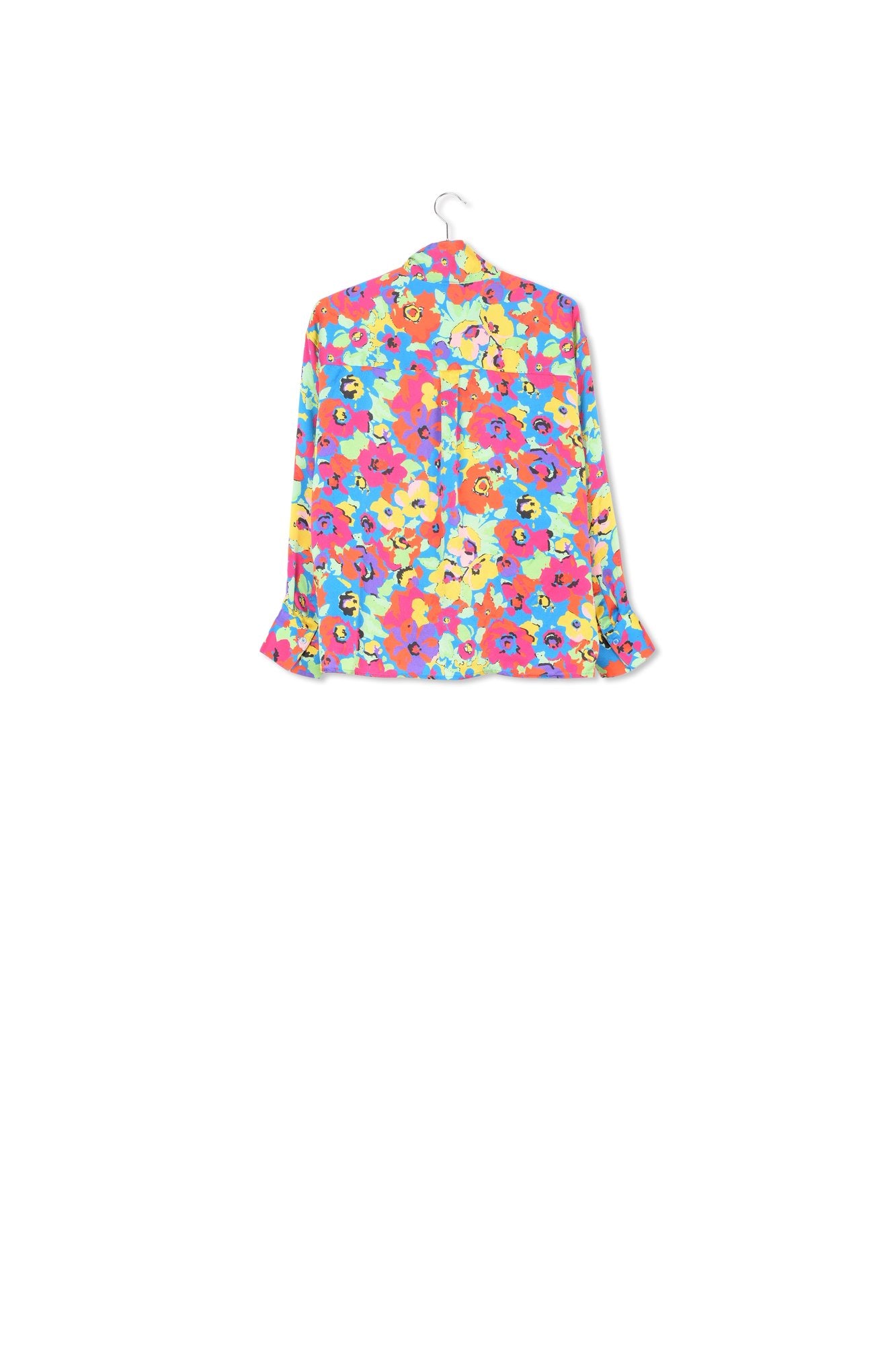 Turquoise multifloral silk bowtie shirt RE—SSENTIEL | Essentiel second hand