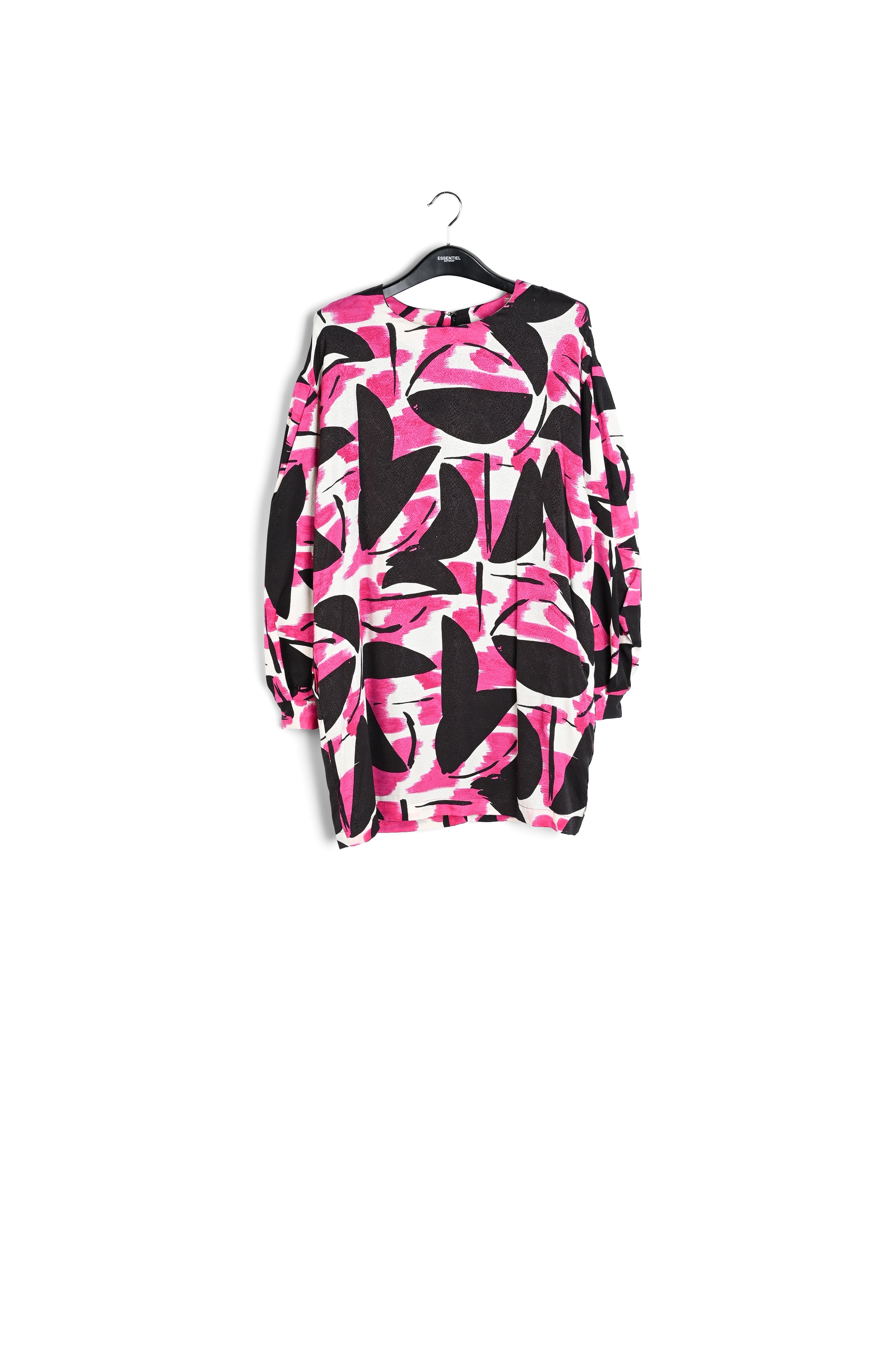 Pink, black and off-white printed mini dress RE—SSENTIEL | Essentiel second hand