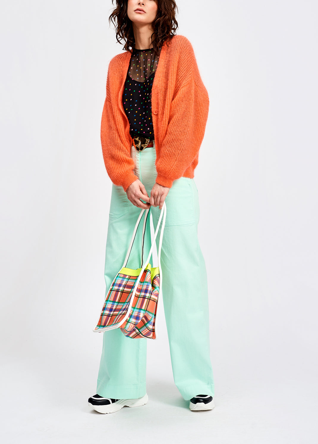 Orange ribbed knit cardigan with mohair RE—SSENTIEL | Essentiel second hand