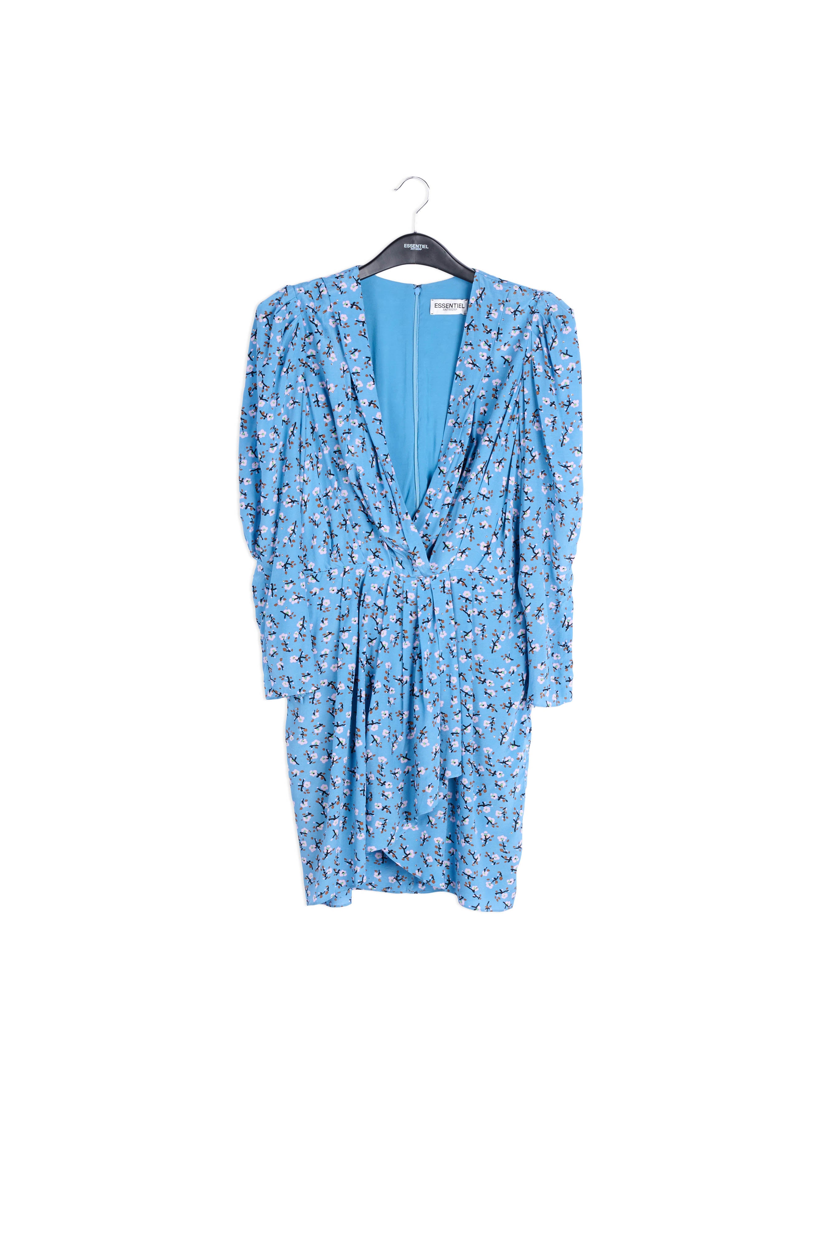 Blue floral-print mini wrap dress RE—SSENTIEL | Essentiel second hand