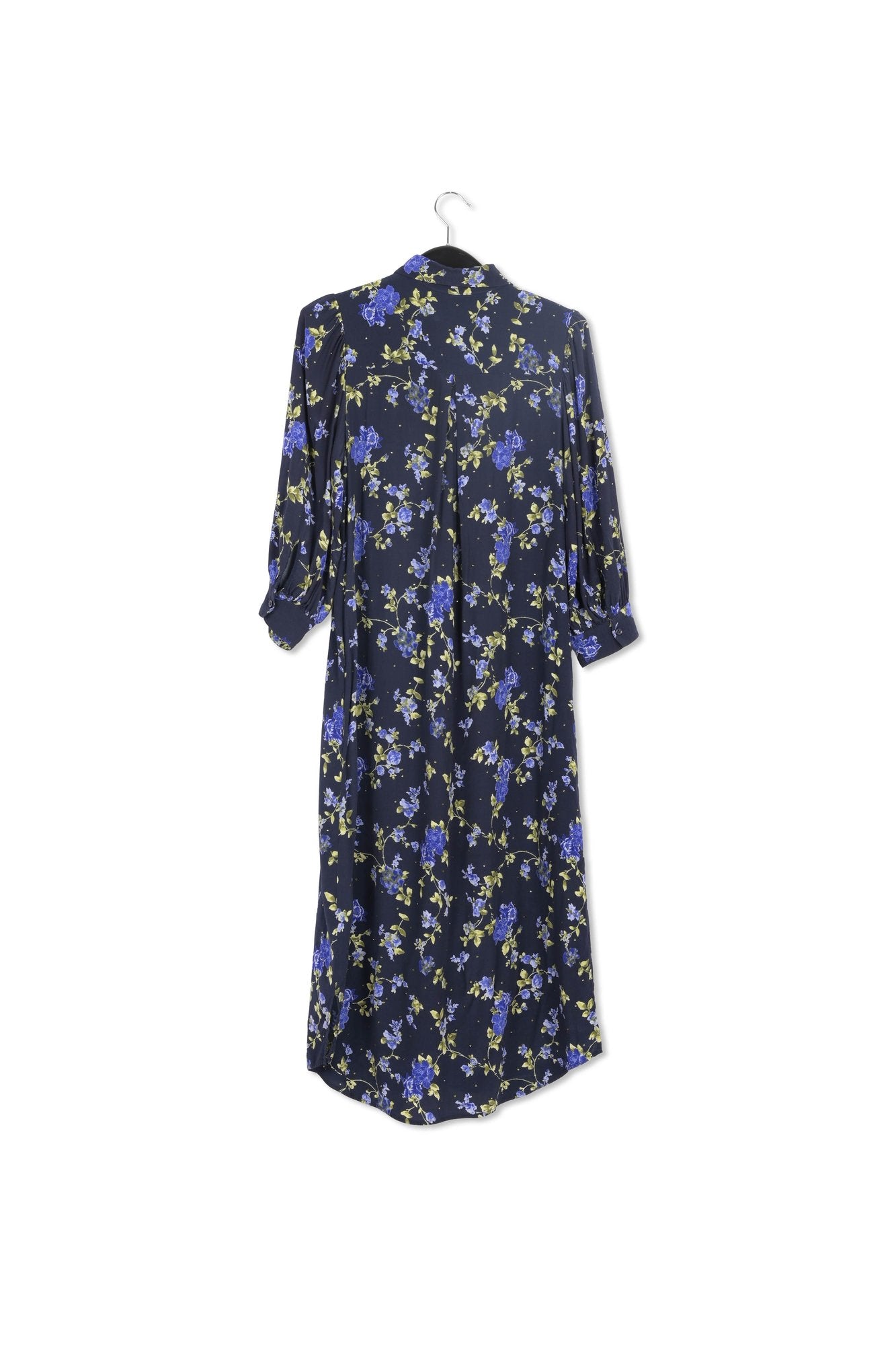 Robe chemise bleu foncé à  imprimé fleuri RE—SSENTIEL | Essentiel second hand