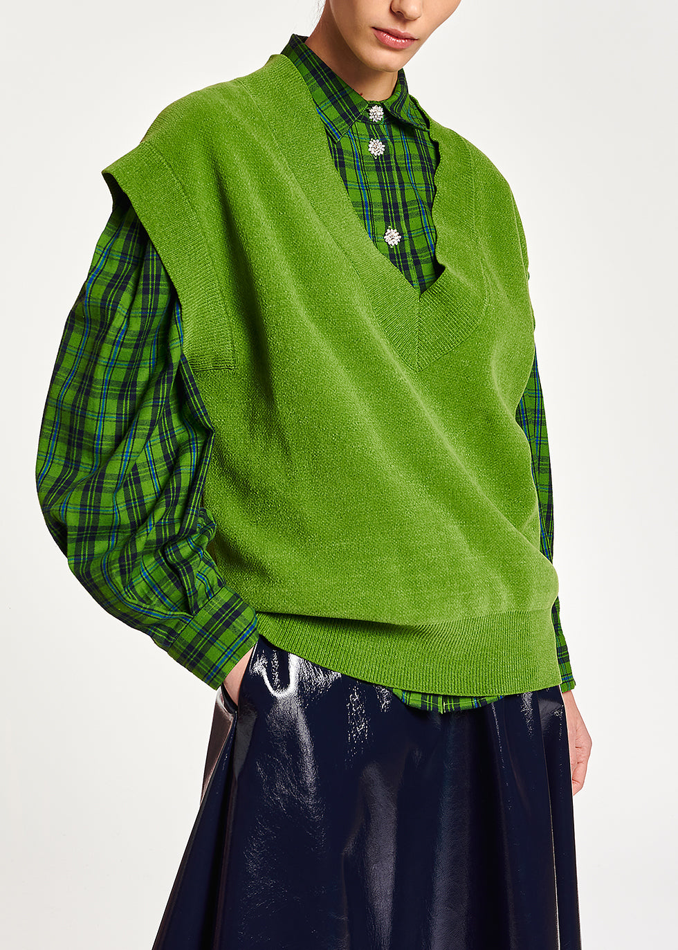 Groen gebreid vest zonder mouwen RE—SSENTIEL | Essentiel second hand