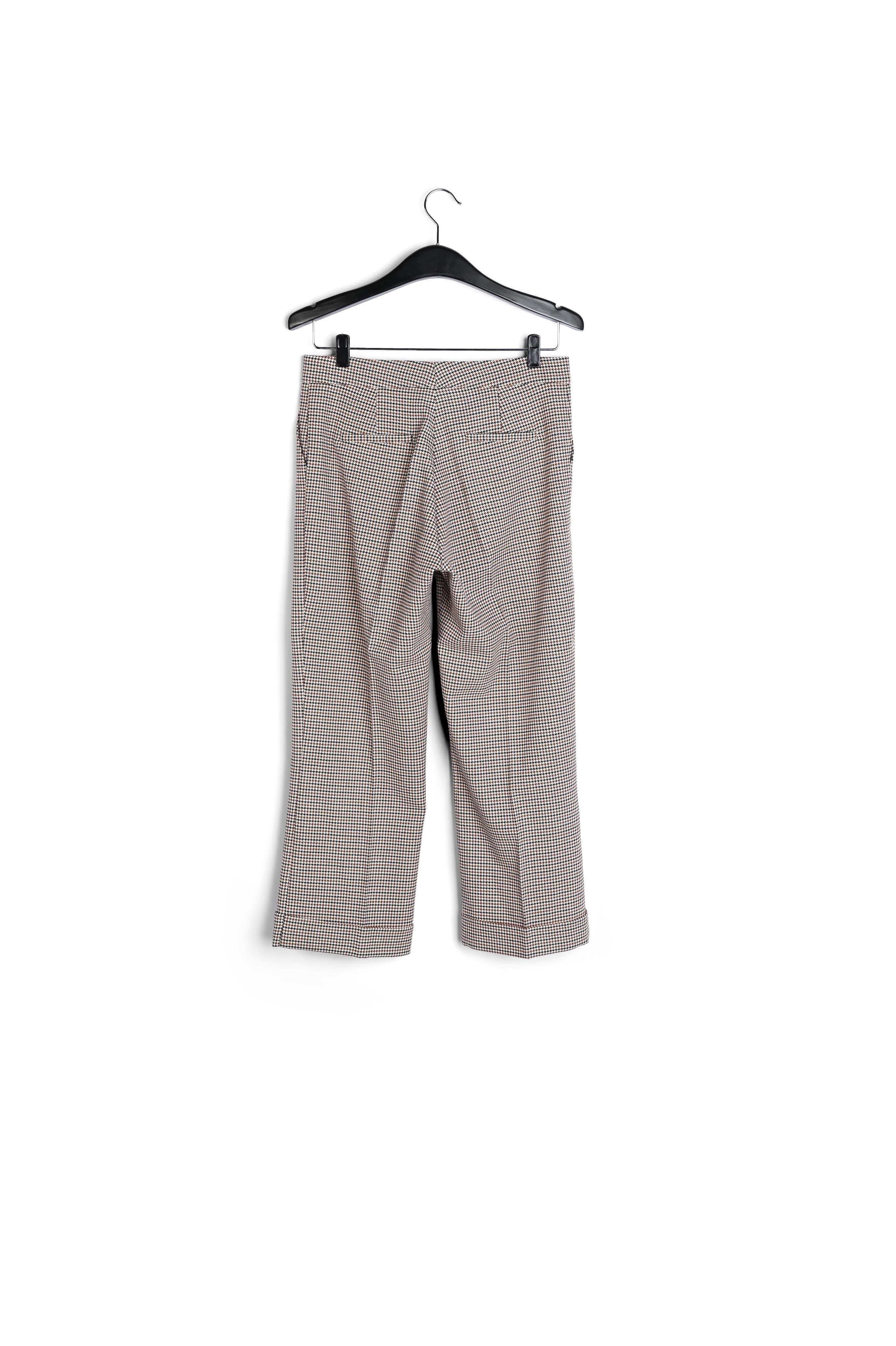 Pantalon 7/8ème pied-de-poule beige avec ourlet replié RE—SSENTIEL | Essentiel second hand