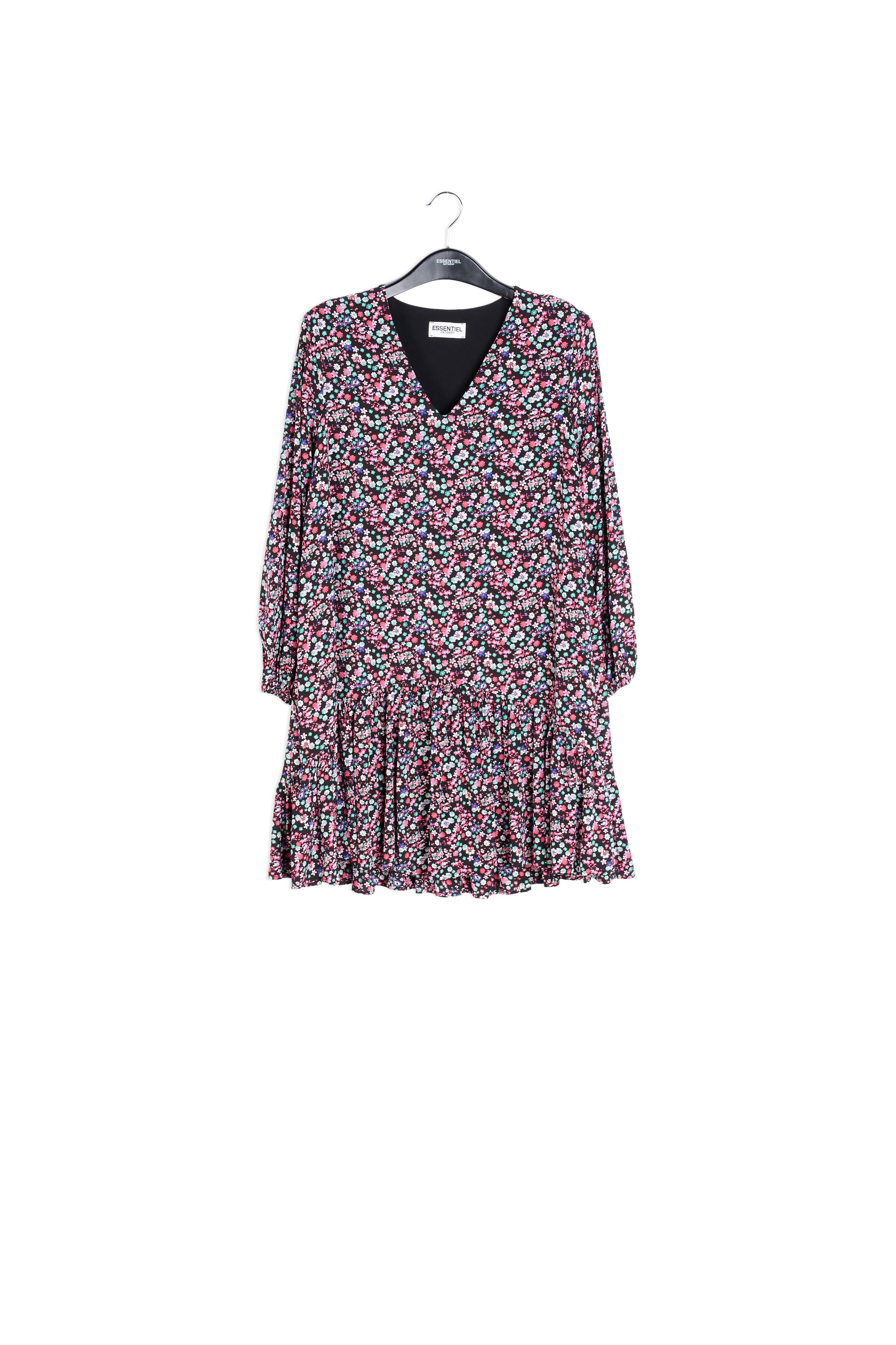 Black floral-print mini dress RE—SSENTIEL | Essentiel second hand