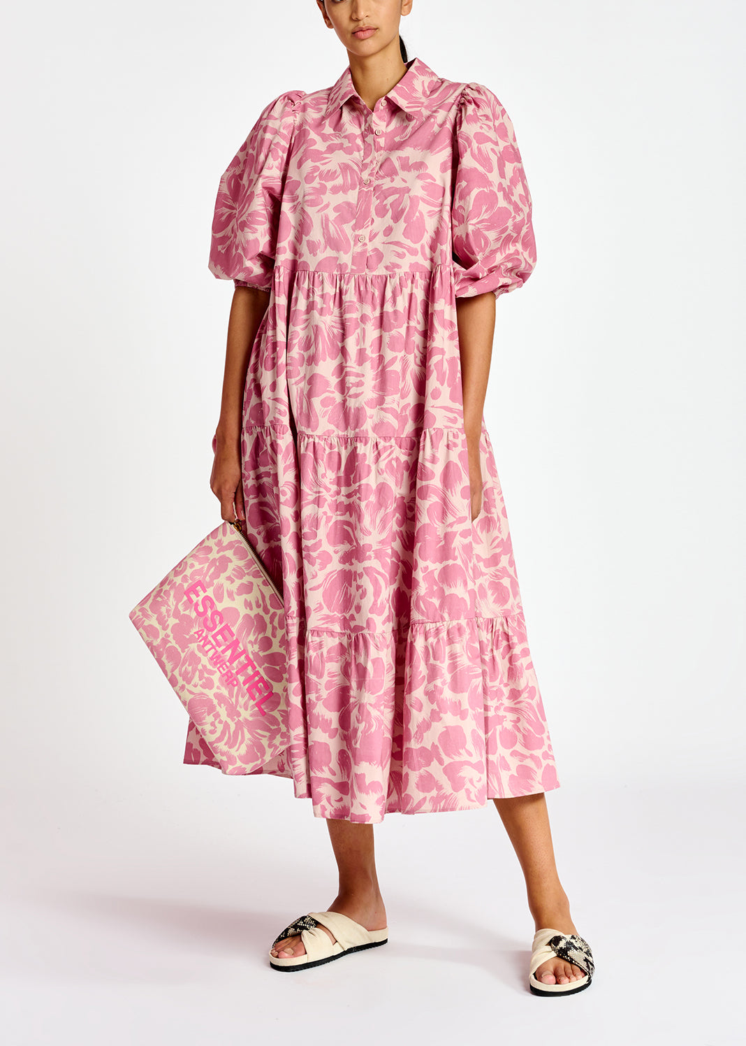 Lilac and light pink floral-print maxi dress RE—SSENTIEL | Essentiel second hand