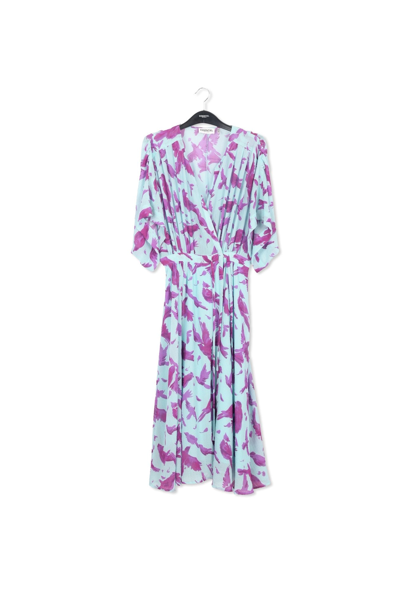 Light blue and purple midi-length wrap dress RE—SSENTIEL | Essentiel second hand