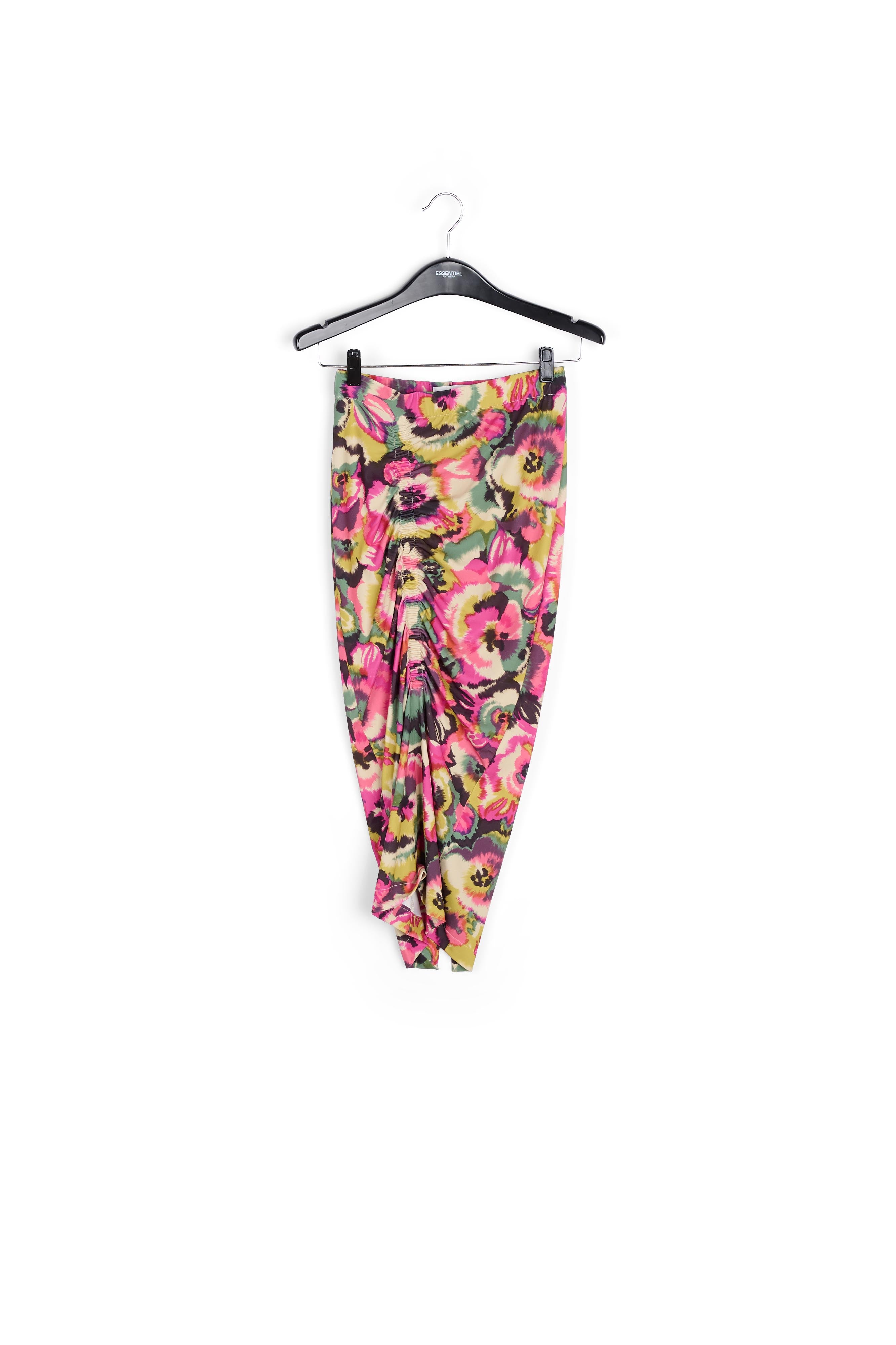 Multicolor floral-print ruched stretch-jersey midi skirt RE—SSENTIEL | Essentiel second hand