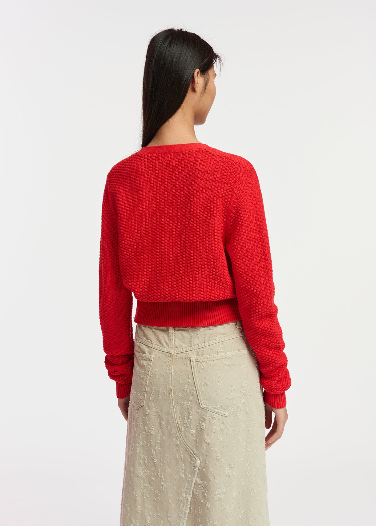 Red embellished V-neck cardigan RE—SSENTIEL | Essentiel second hand