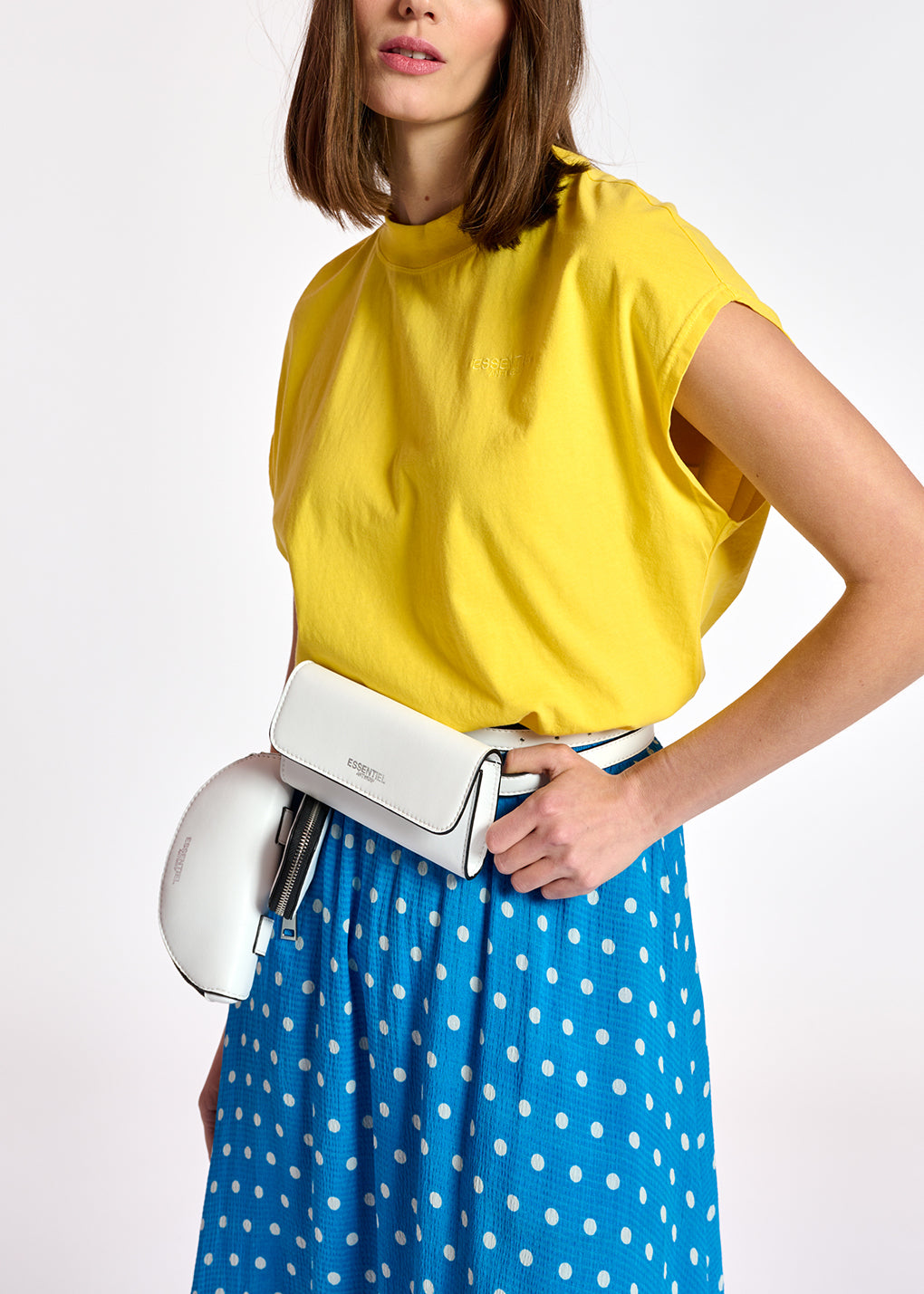 T-shirt jaune à  mancherons en coton bio RE—SSENTIEL | Essentiel second hand