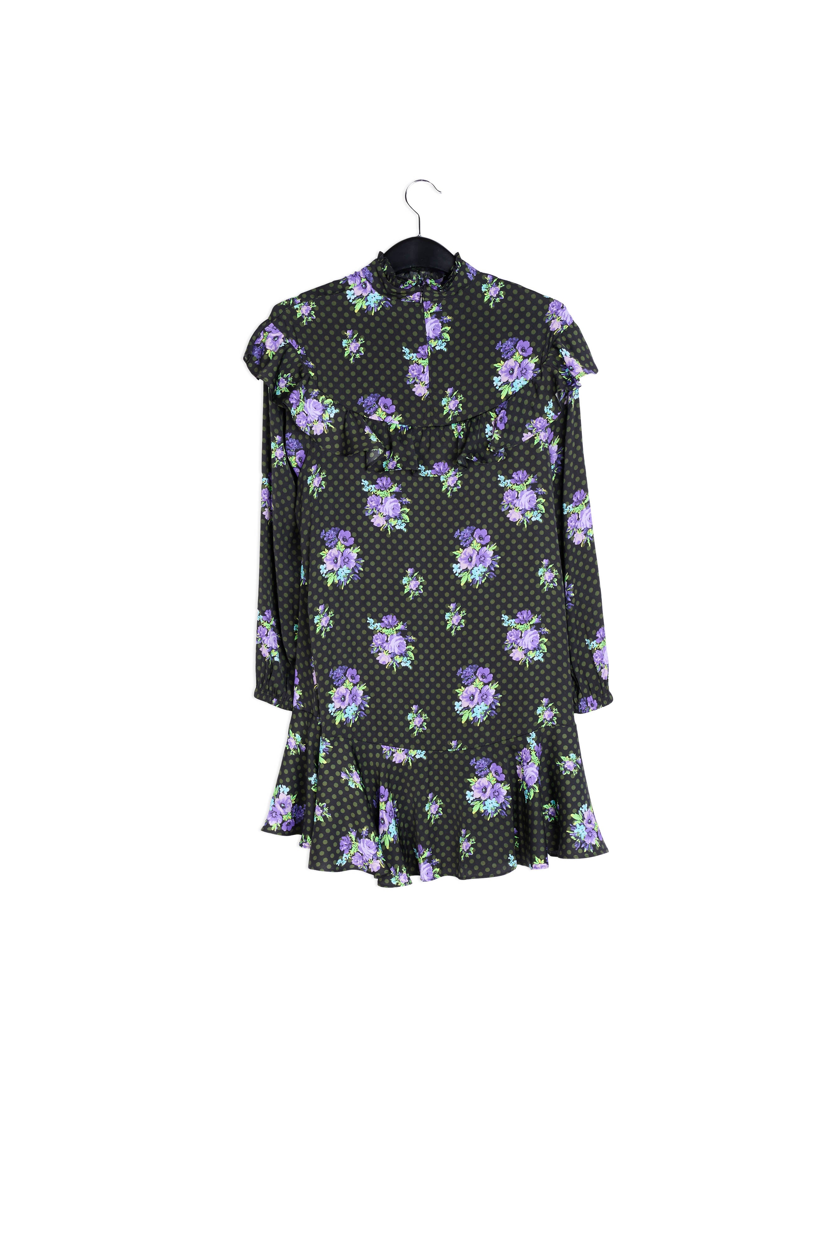 Black and purple ruffled a-line dress RE—SSENTIEL | Essentiel second hand