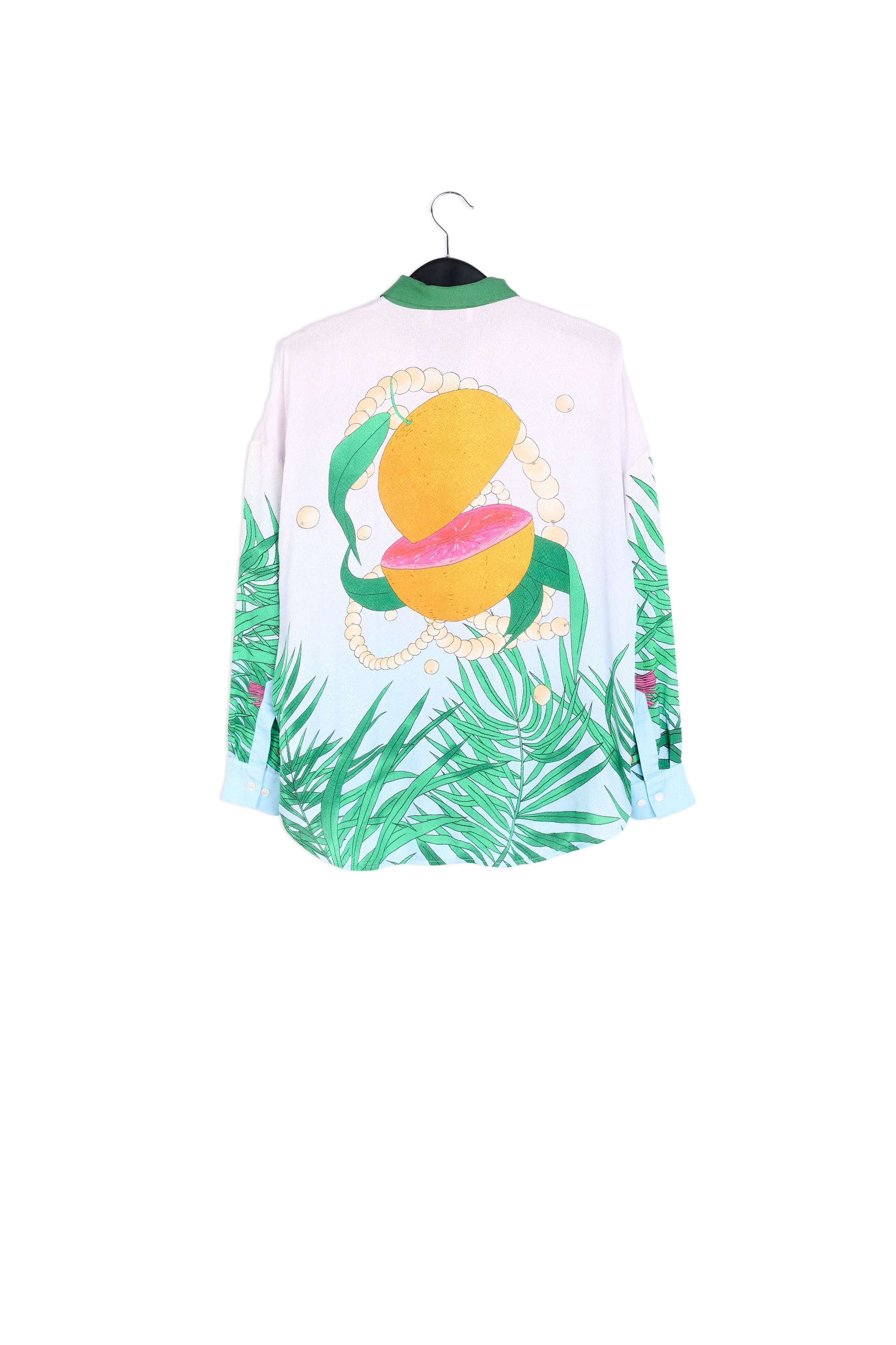 Light blue tropical print viscose-jacquard shirt RE—SSENTIEL | Essentiel second hand