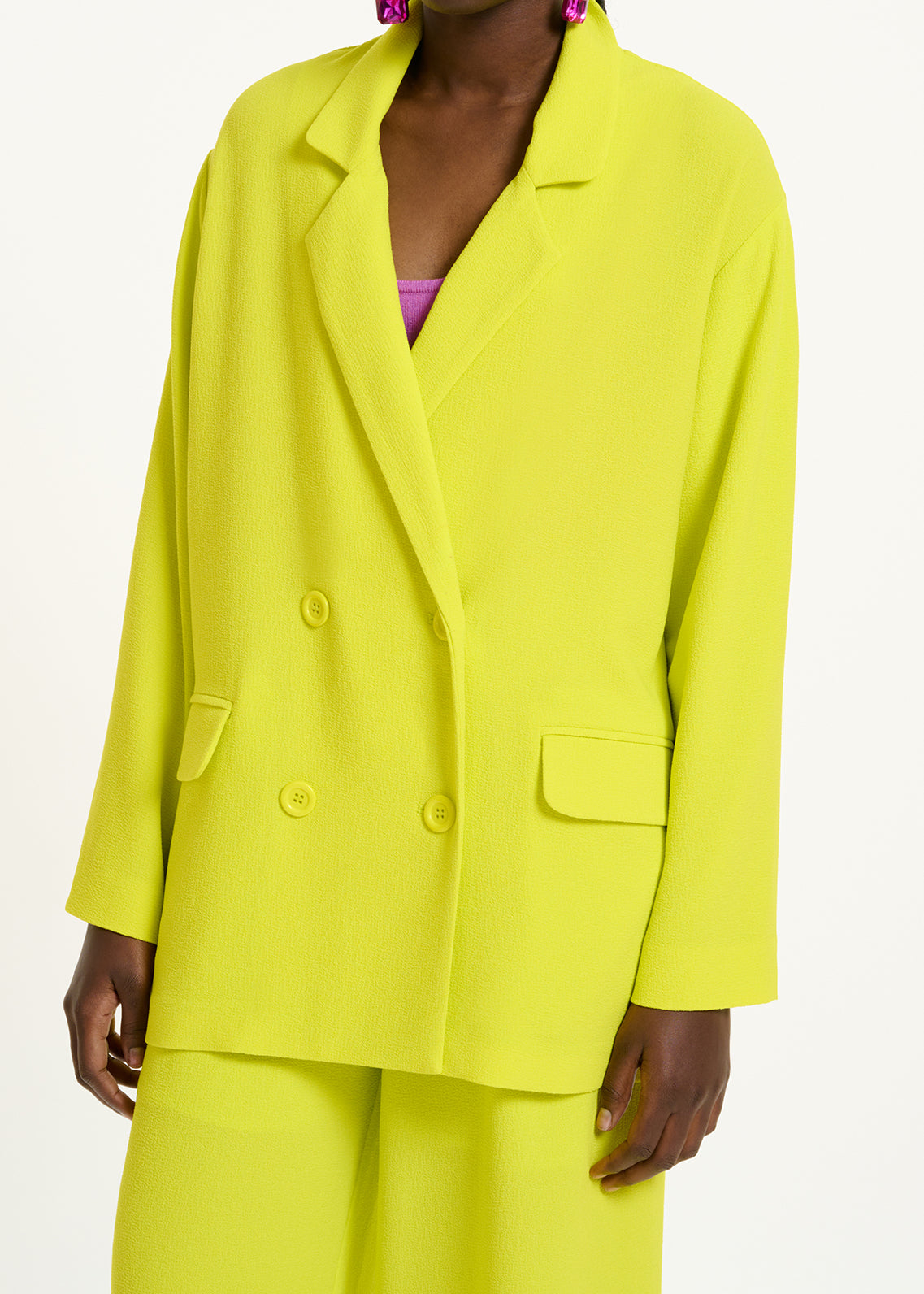 Gele blazer met dubbele knopenrij RE—SSENTIEL | Essentiel second hand