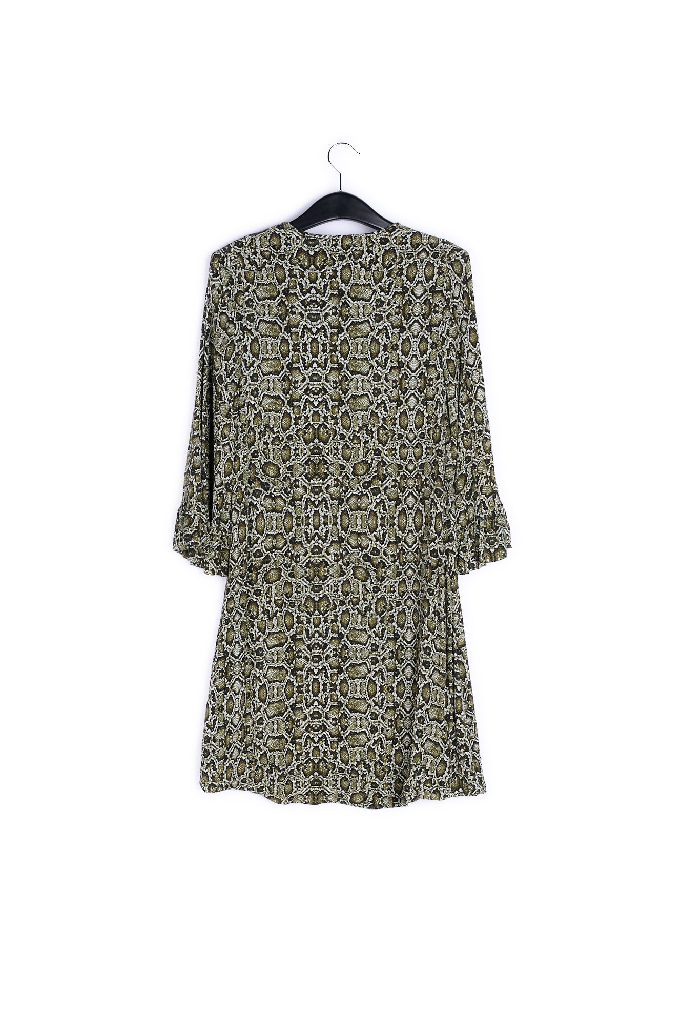 Kakigroene mini-jurk met slangenprint RE—SSENTIEL | Essentiel second hand