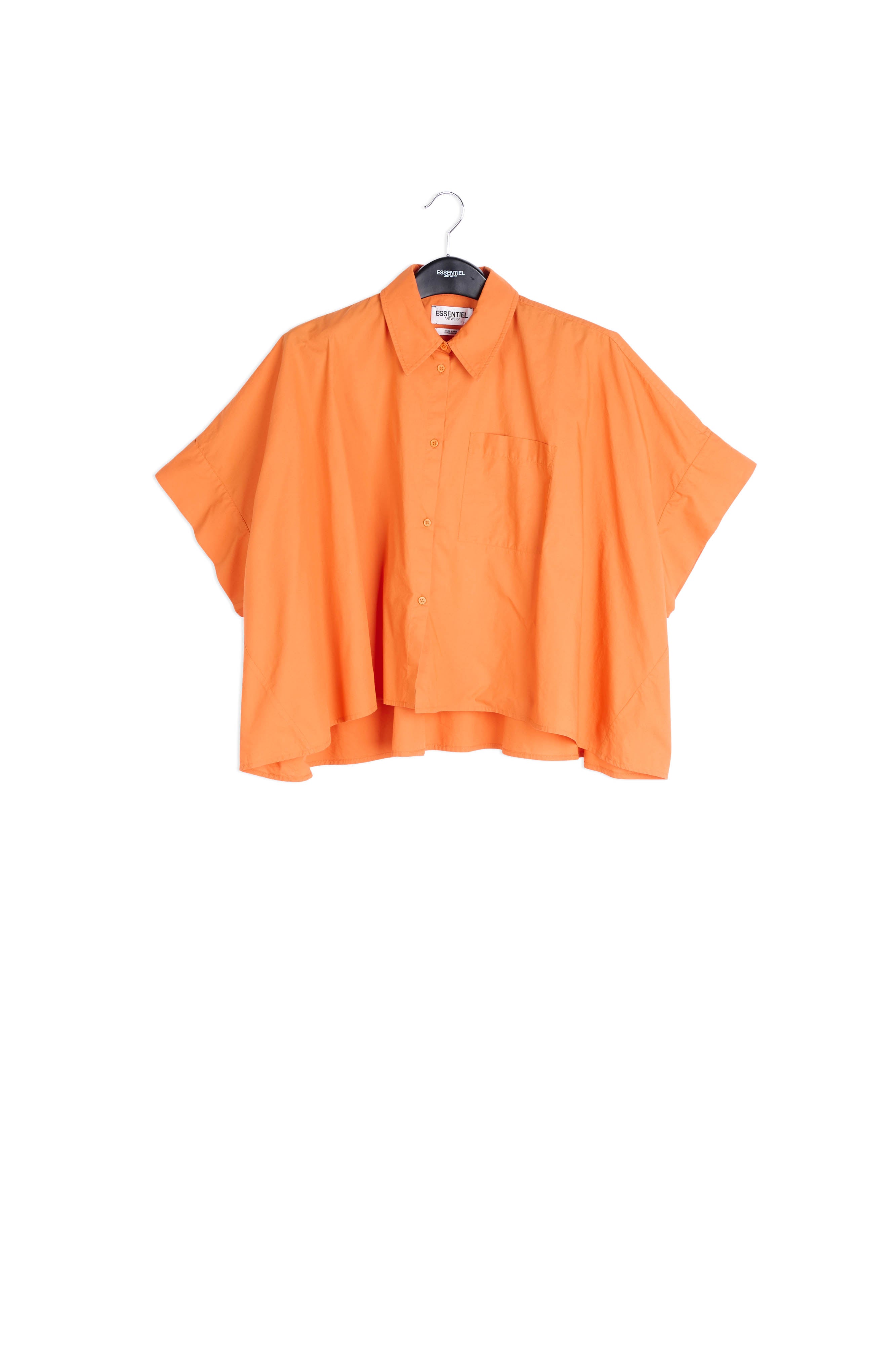 Orange oversized cotton-poplin buttoned shirt RE—SSENTIEL | Essentiel second hand