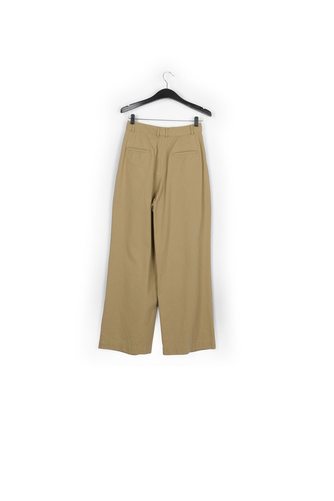Khaki cotton wide-leg pants with bead embroidery RE—SSENTIEL | Essentiel second hand