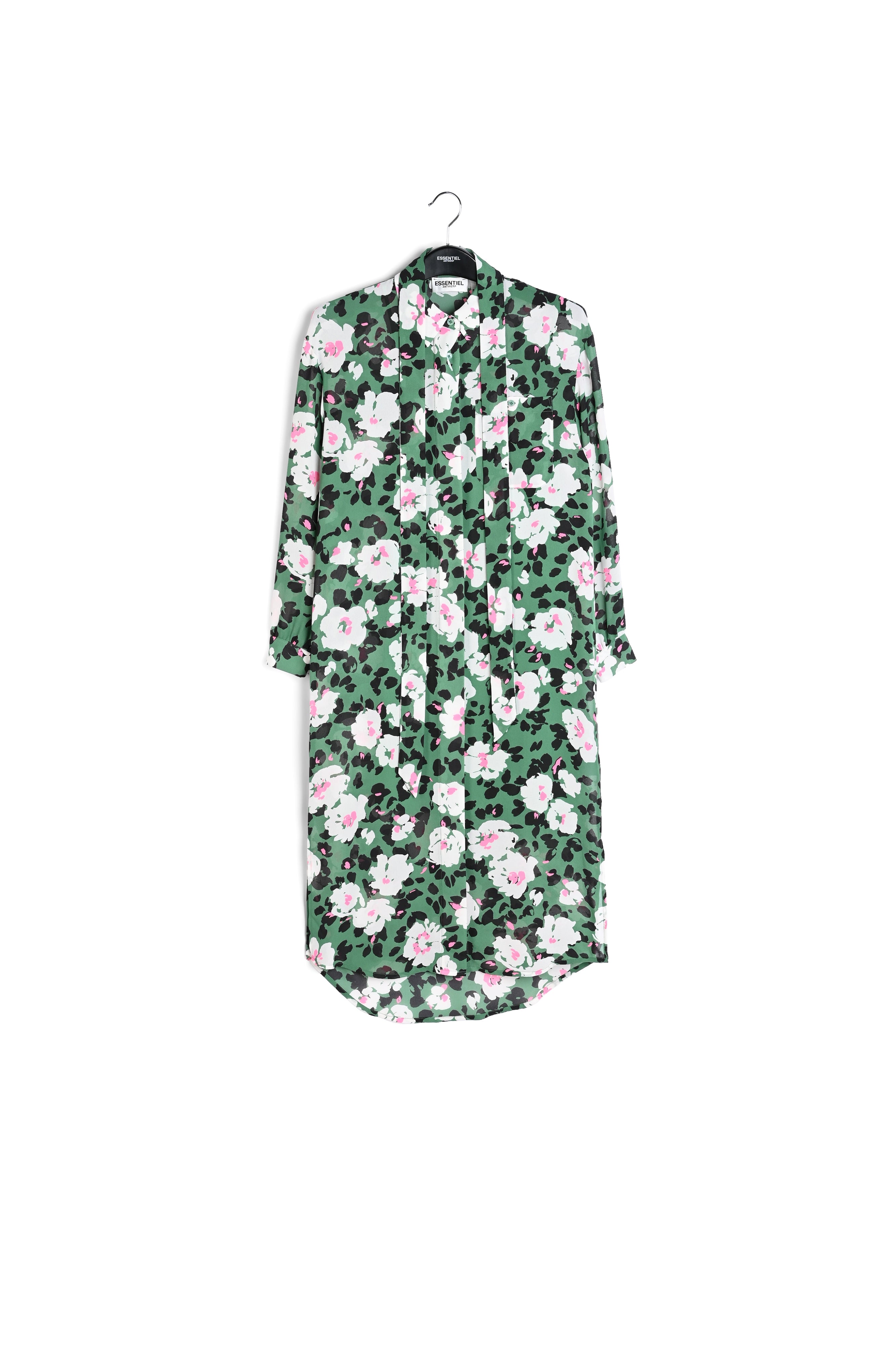 Groene hemdjurk met bloemenprint RE—SSENTIEL | Essentiel second hand