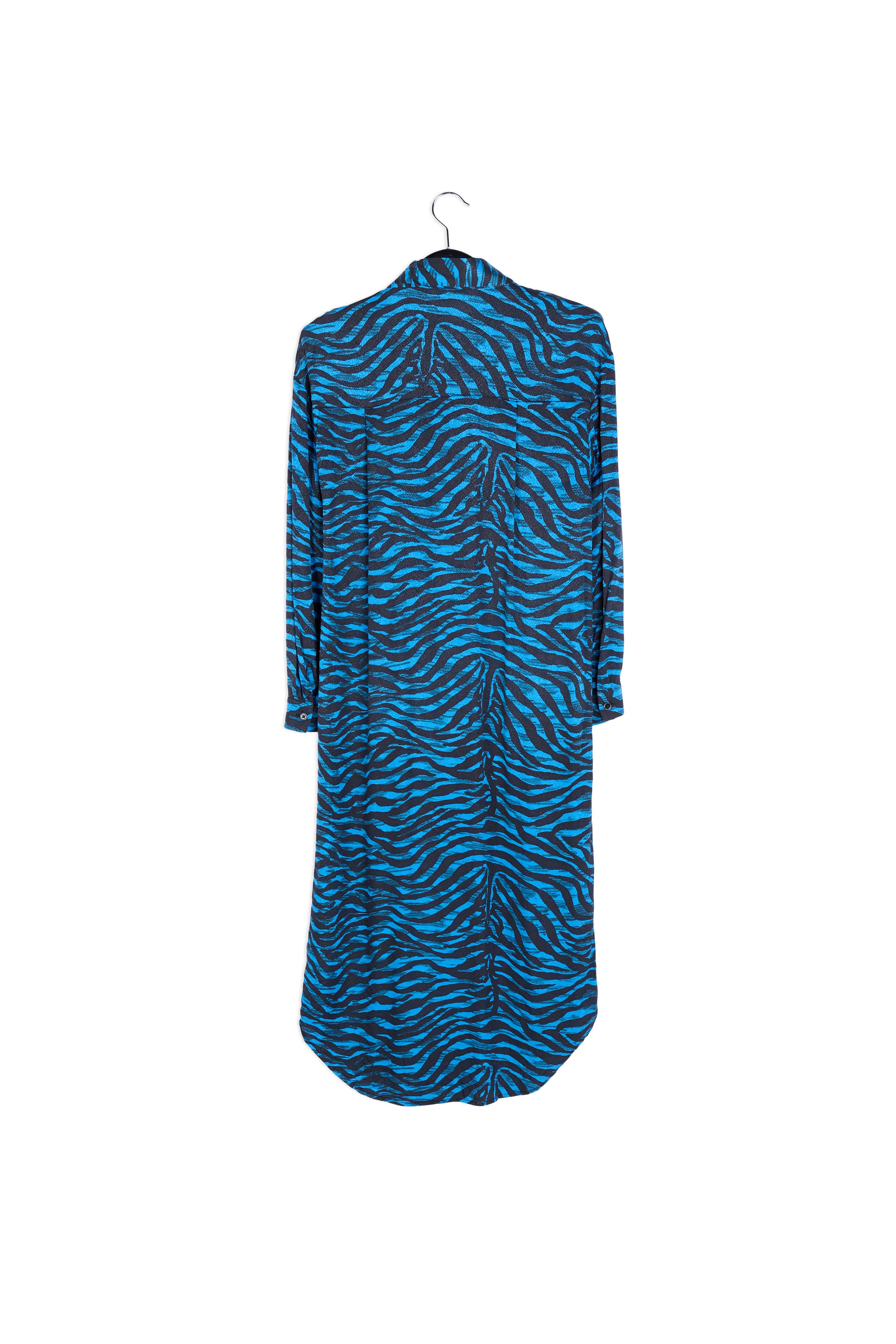 Black and blue zebra print midi shirt dress RE—SSENTIEL | Essentiel second hand