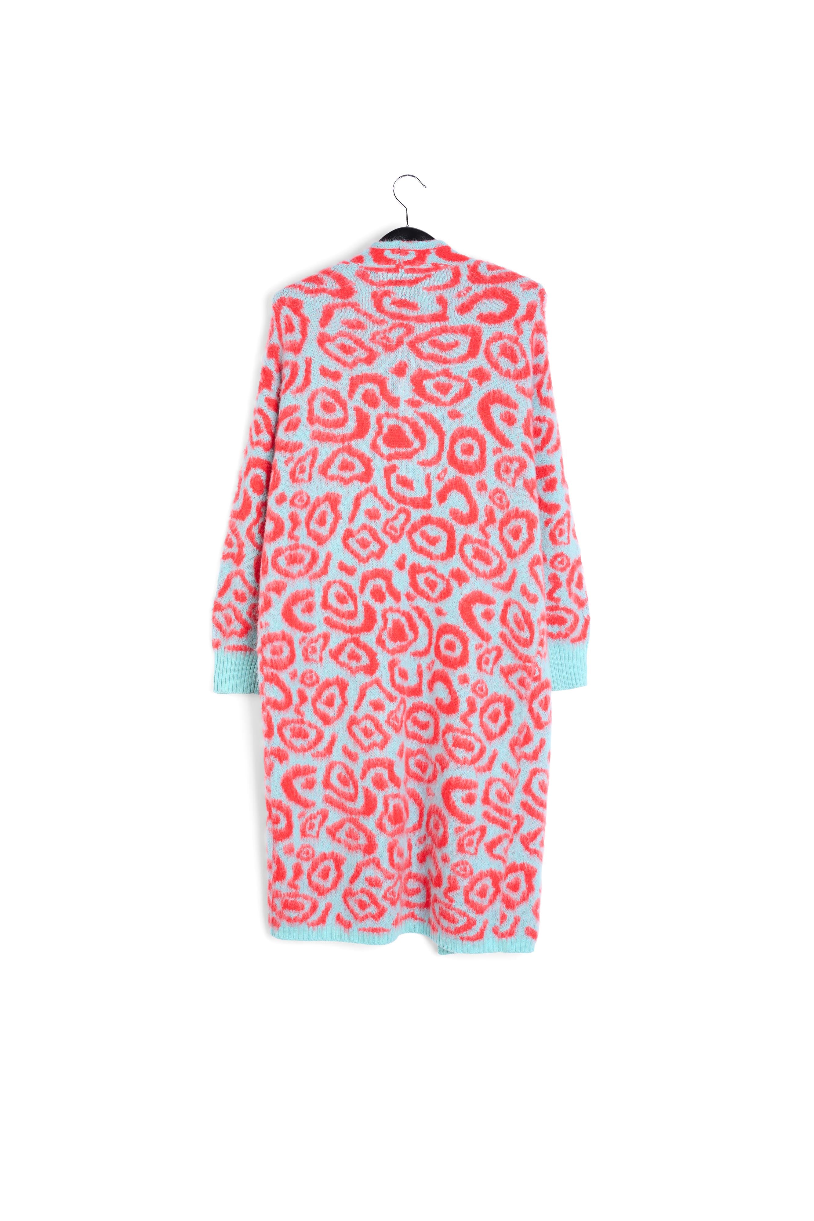 Cardigan met blauwe en rode luipaardprint RE—SSENTIEL | Essentiel second hand