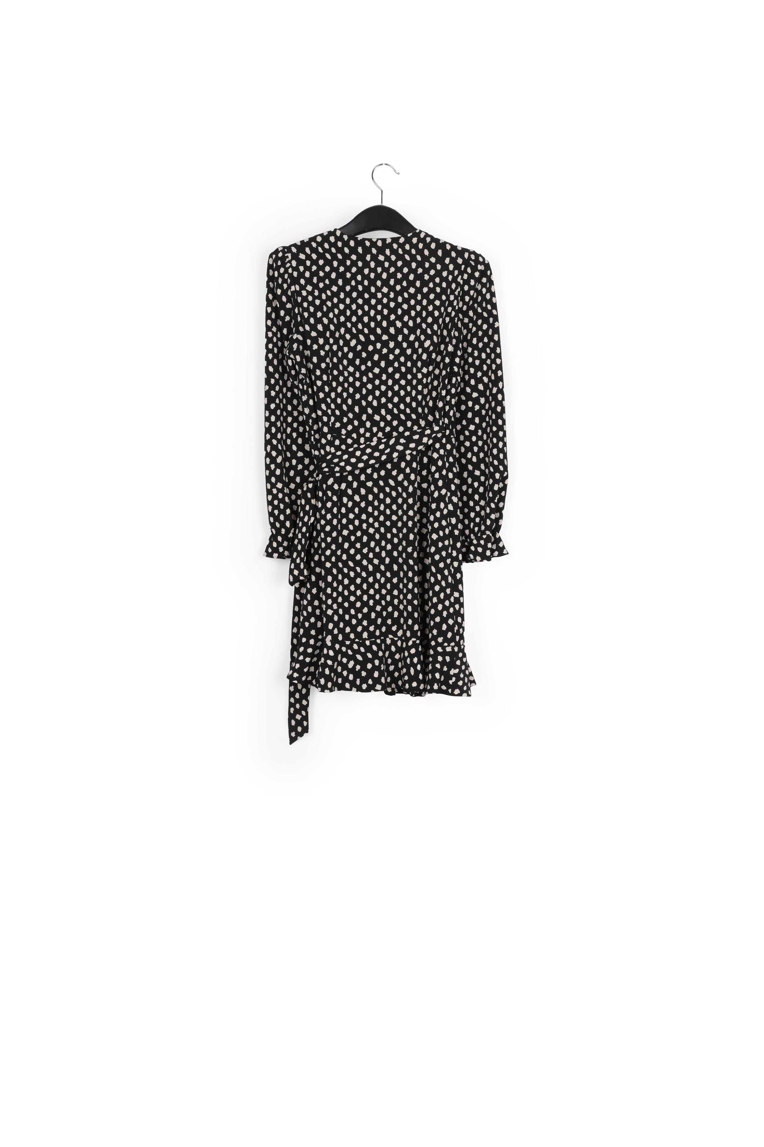 Black polka dot wrap mini dress RE—SSENTIEL | Essentiel second hand