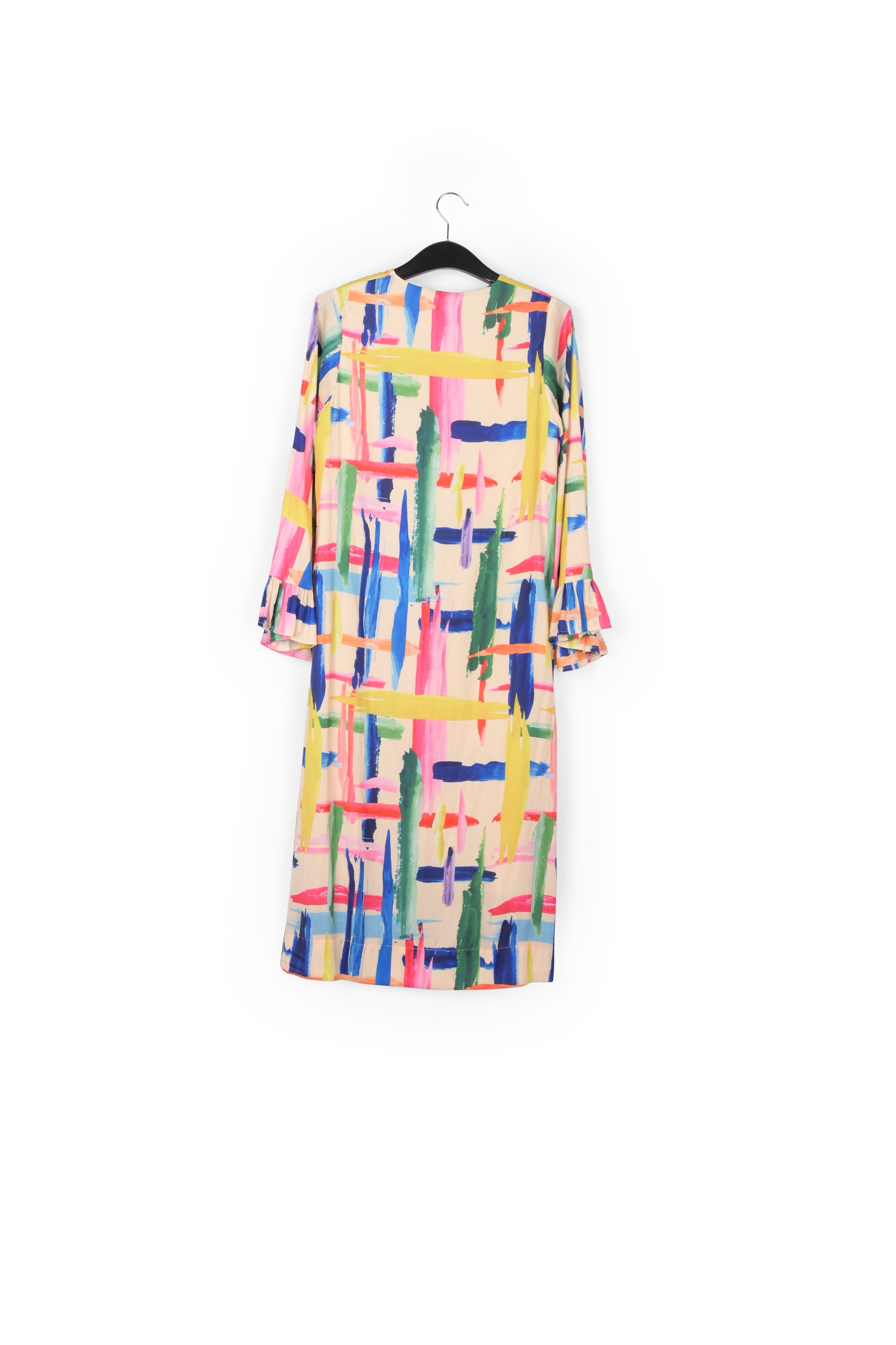 Multicolored graphic striped belted midi dress RE—SSENTIEL | Essentiel second hand