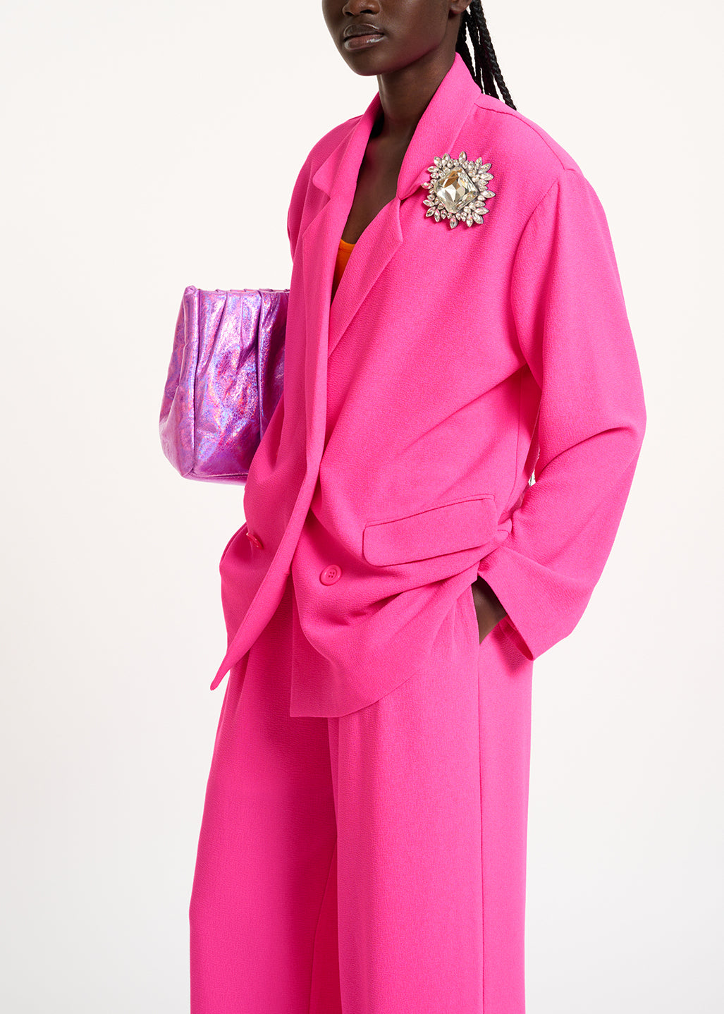 Fuchsia double-breasted blazer RE—SSENTIEL | Essentiel second hand