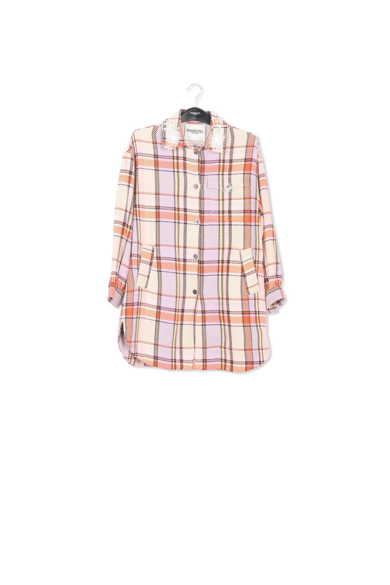 Surchemise à carreaux lilas, orange et rose clair RE—SSENTIEL | Essentiel second hand