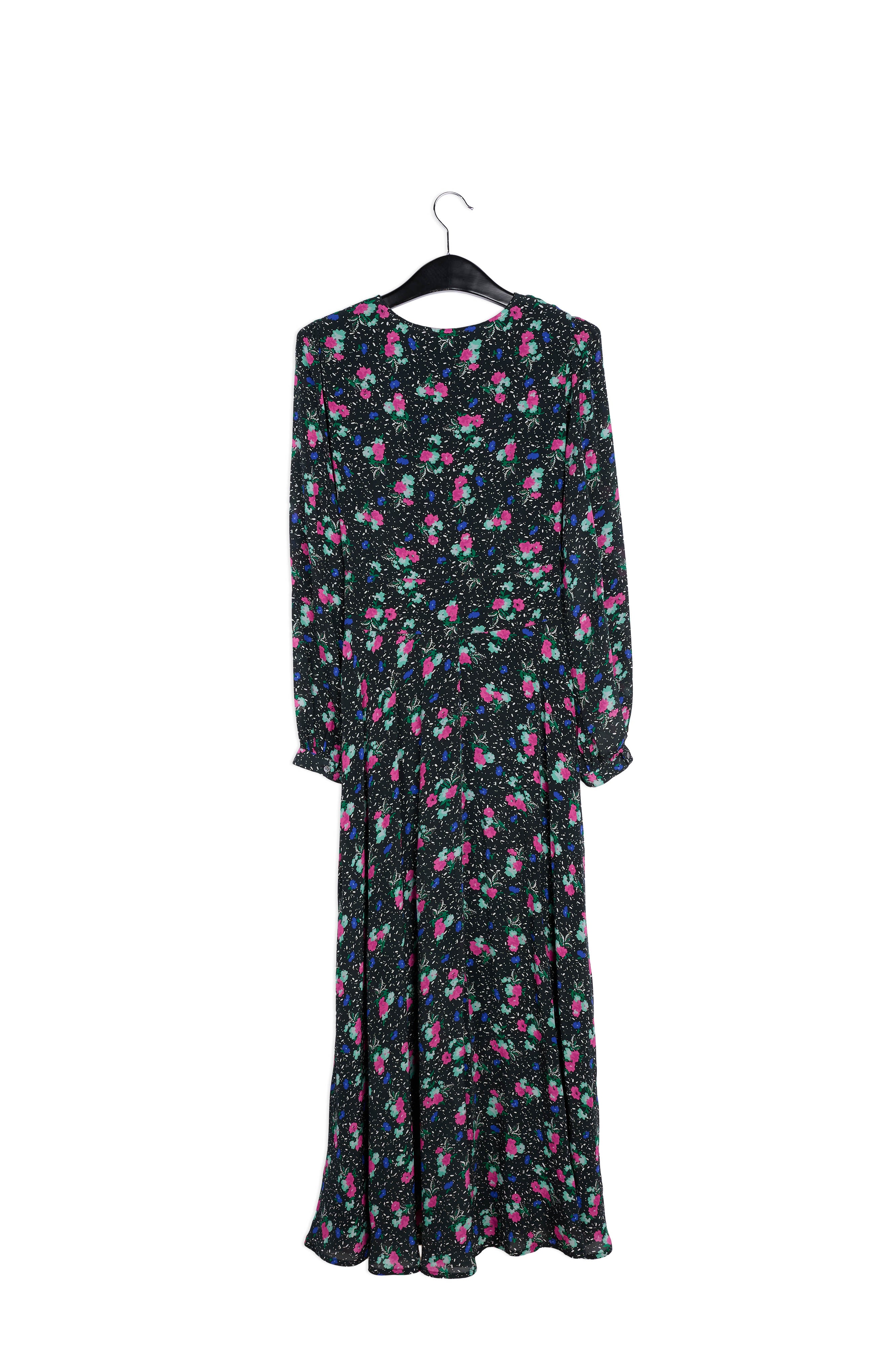 Black floral-print wrap maxi dress RE—SSENTIEL | Essentiel second hand