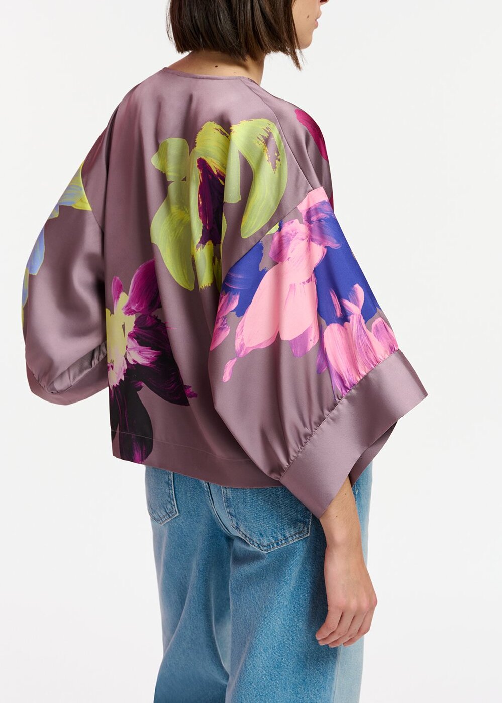 Mauve top multicolor floral print RE—SSENTIEL | Essentiel second hand