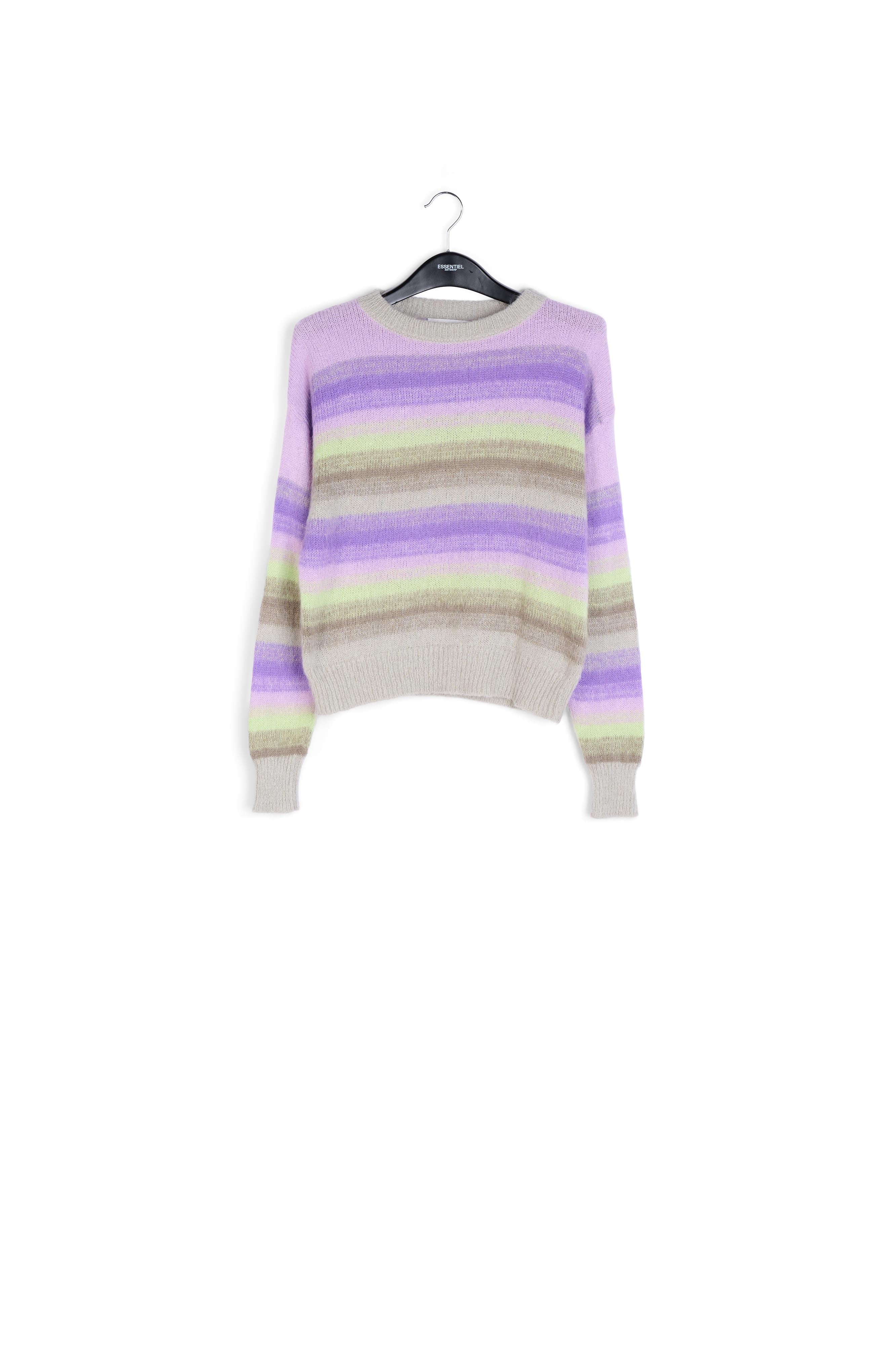 Purple, mint green and beige striped knit sweater RE—SSENTIEL | Essentiel second hand