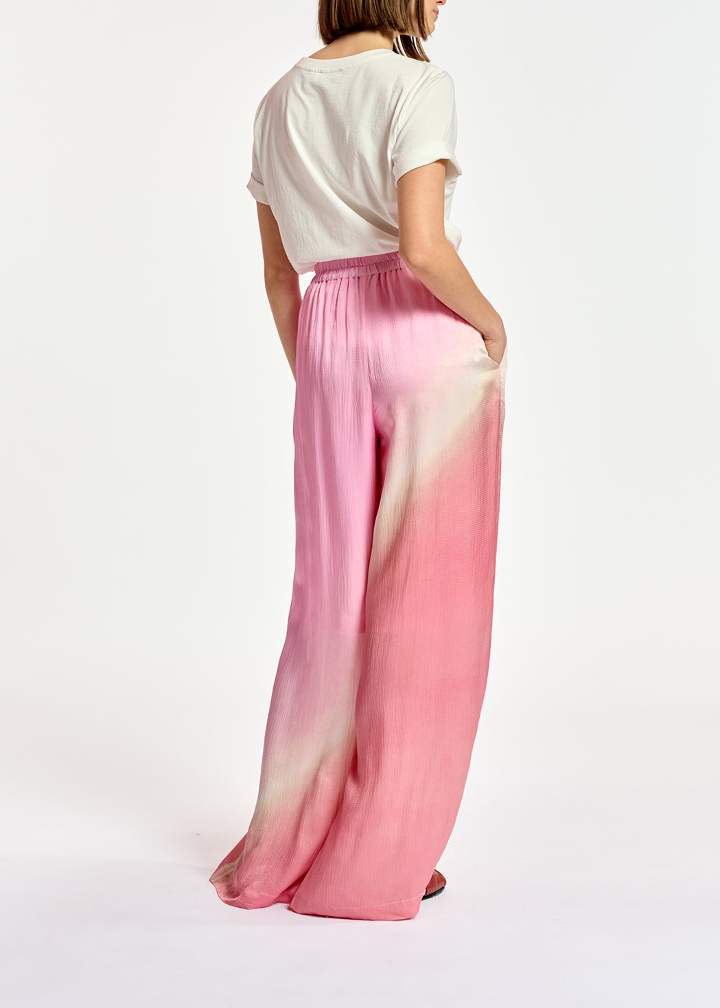 Light pink wide-leg tie-dye pants RE—SSENTIEL | Essentiel second hand