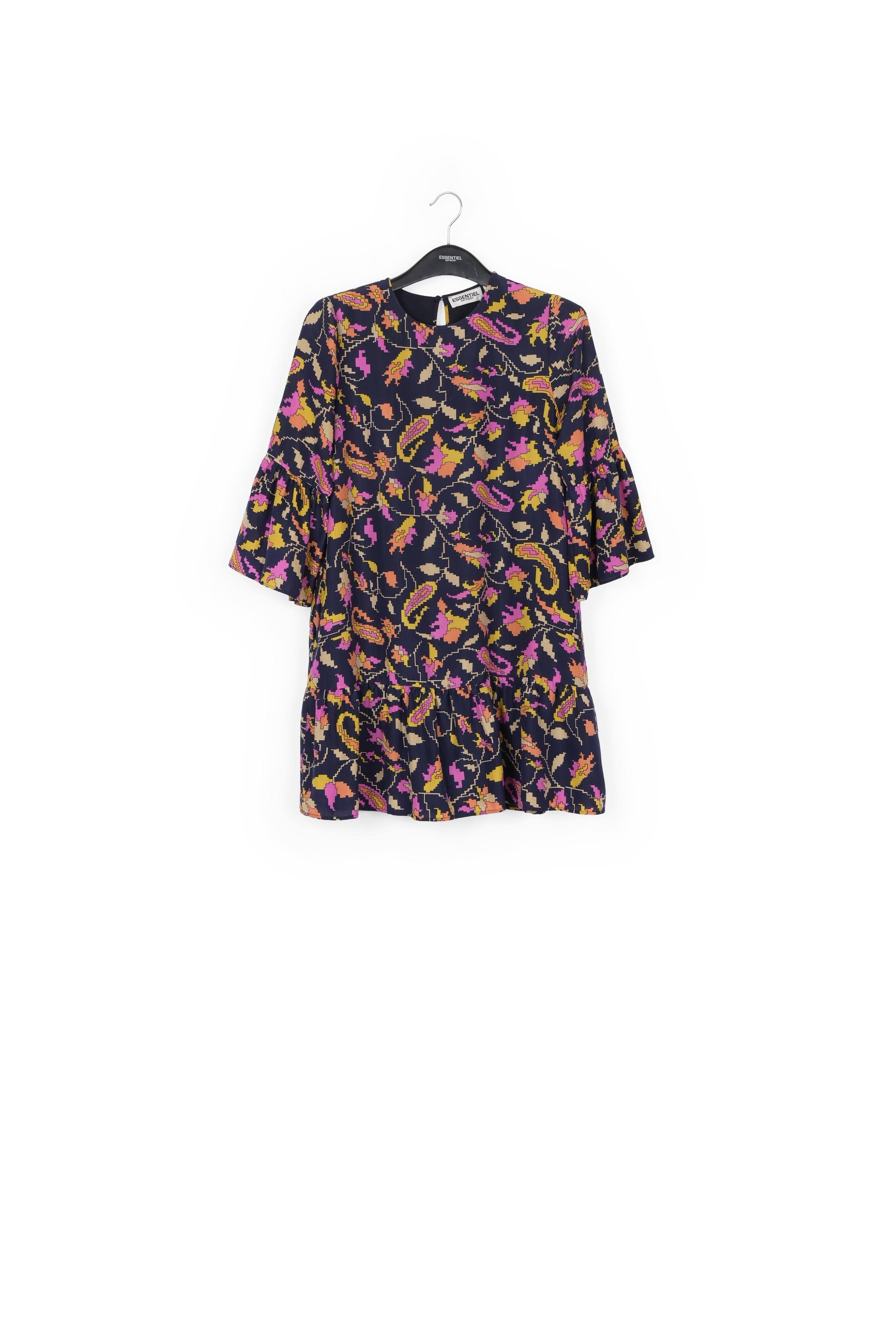 Mini robe florale en soie marron RE—SSENTIEL | Essentiel second hand