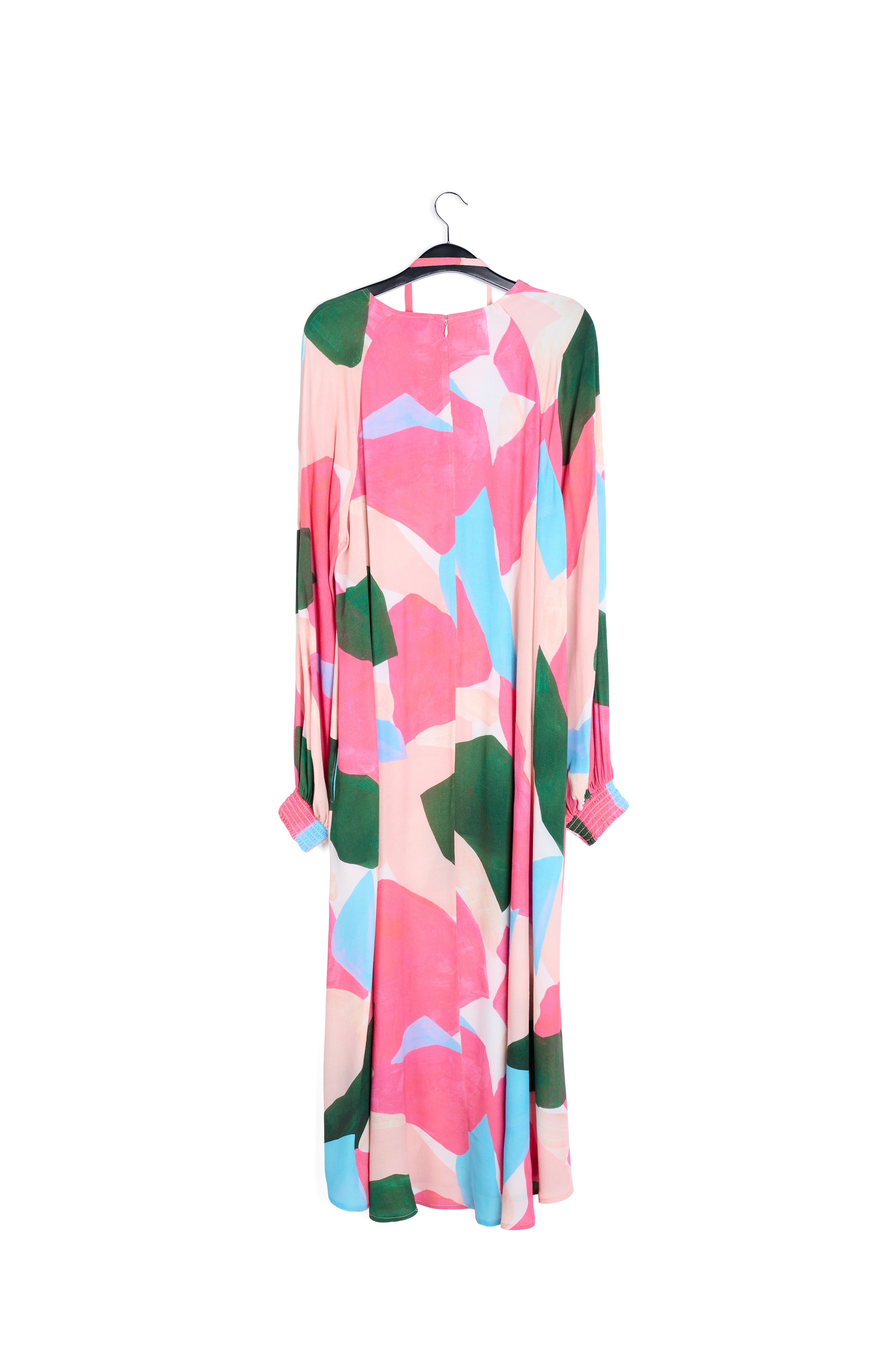 Light pink, pink and blue maxi-dress with graphic print RE—SSENTIEL | Essentiel second hand