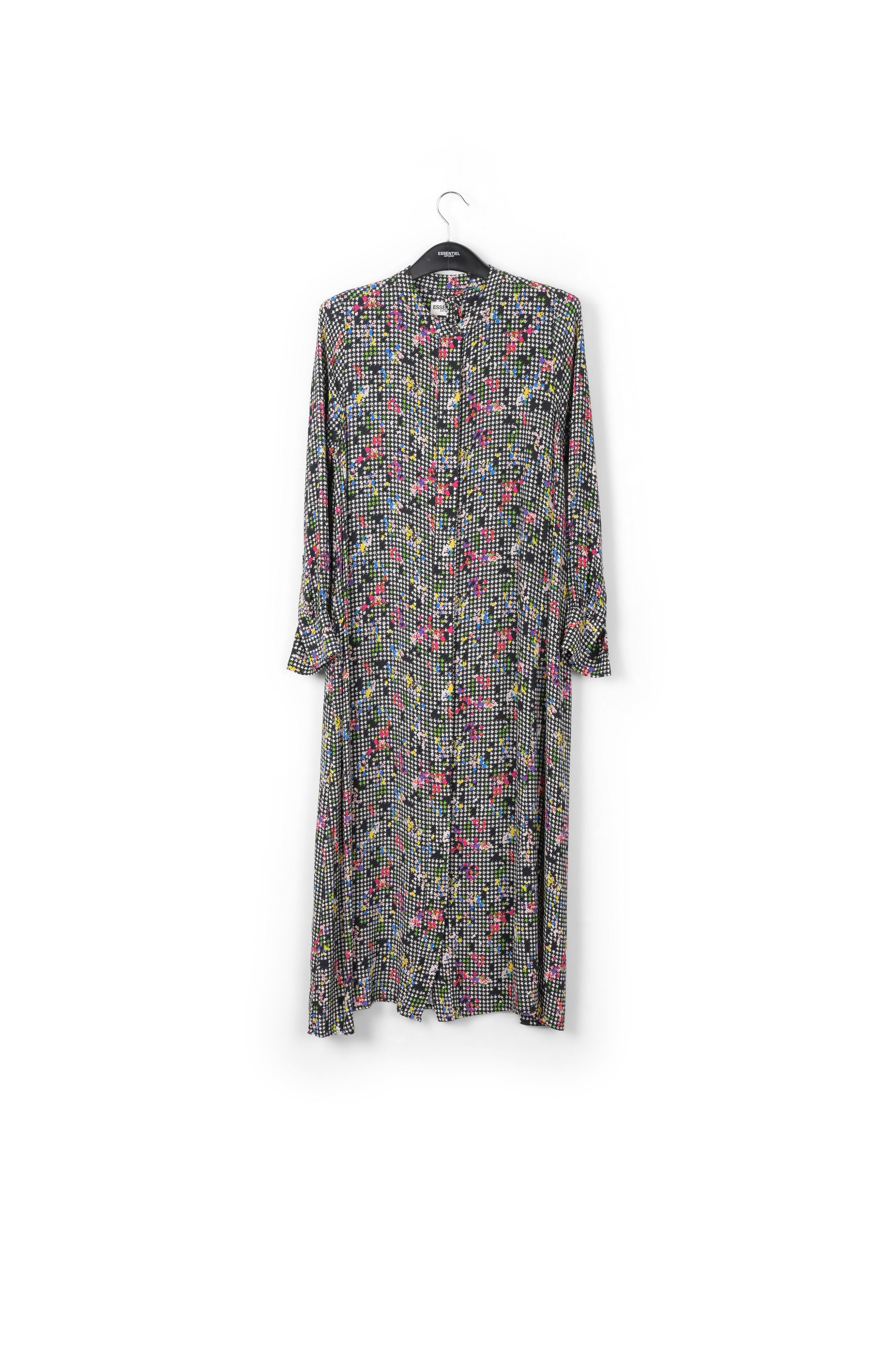 Robe chemise pied-de-poule pailletée noire et blanche RE—SSENTIEL | Essentiel second hand