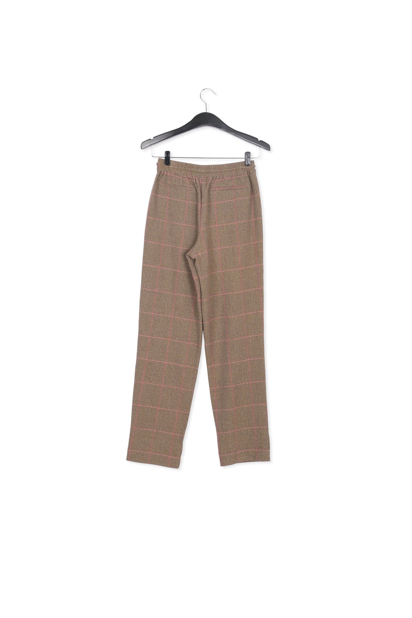 Brown pants with beige and pink check motif RE—SSENTIEL | Essentiel second hand