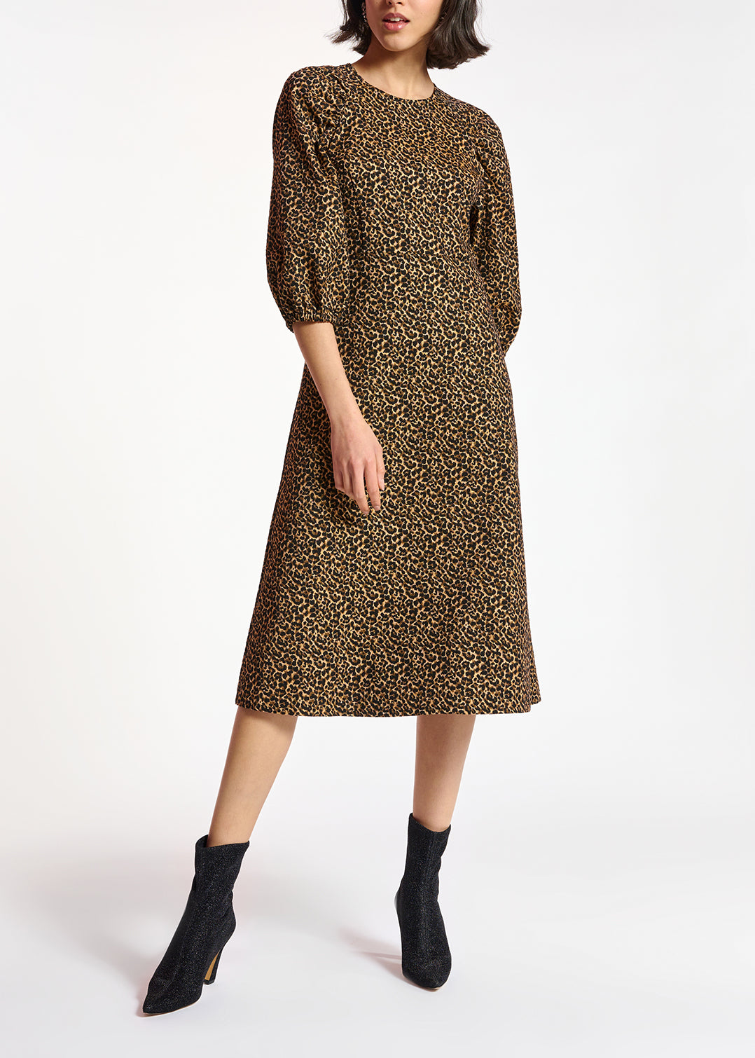 Jacquard midi-length dress with leopard motif RE—SSENTIEL | Essentiel second hand