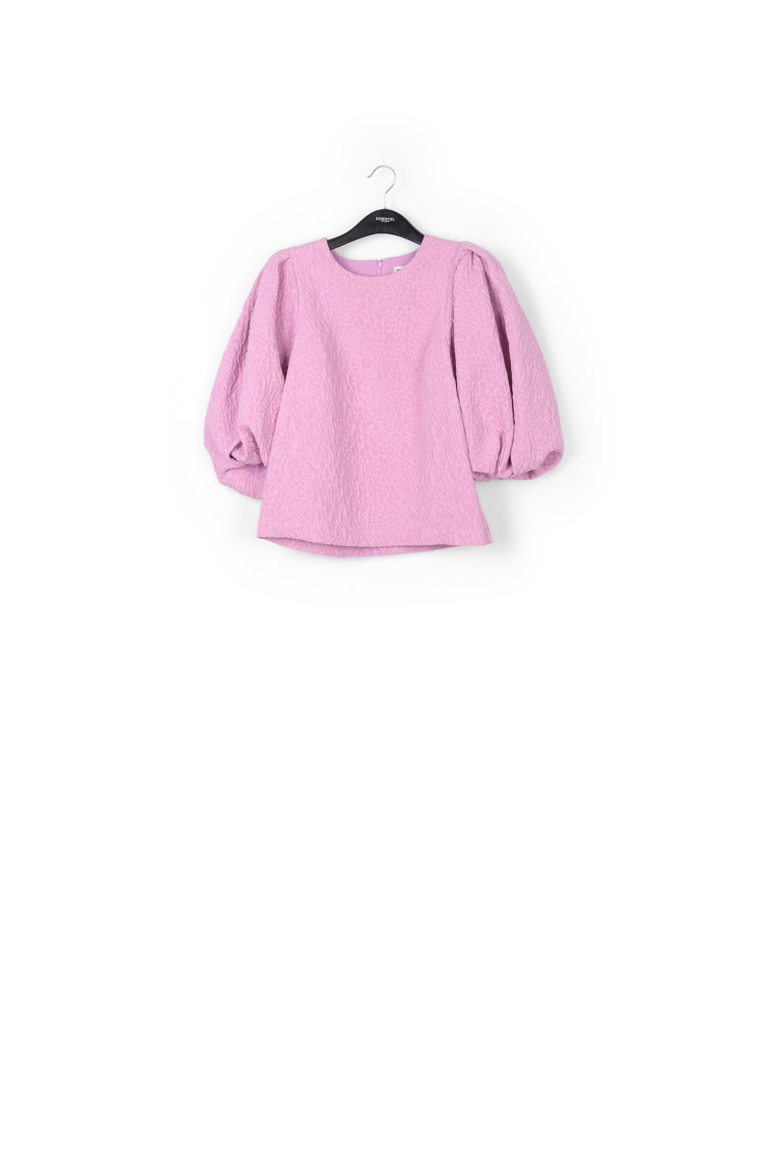 Light pink jacquard top with puffed sleeves RE—SSENTIEL | Essentiel second hand