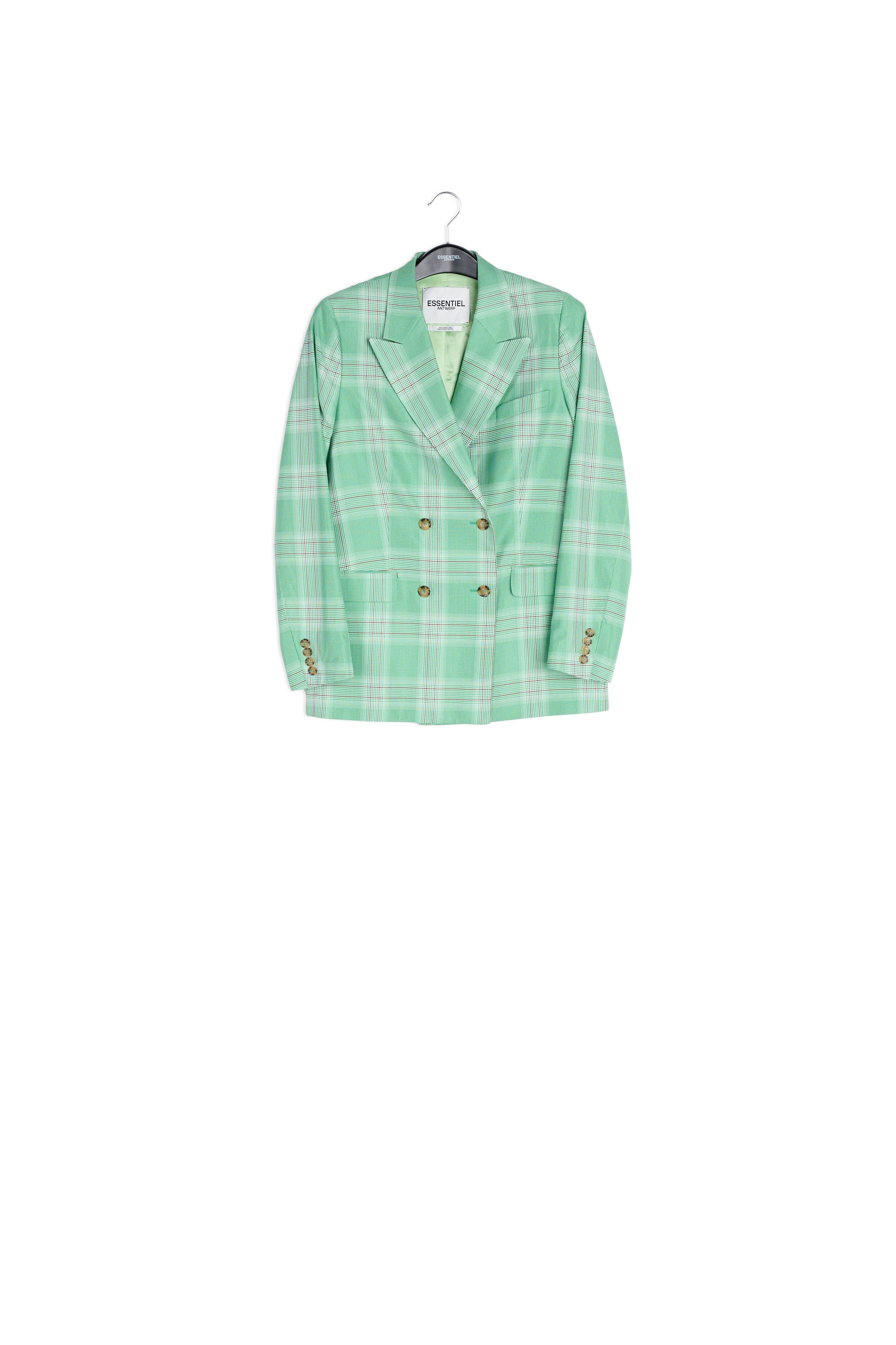 Veste croisée en tartan vert RE—SSENTIEL | Essentiel second hand
