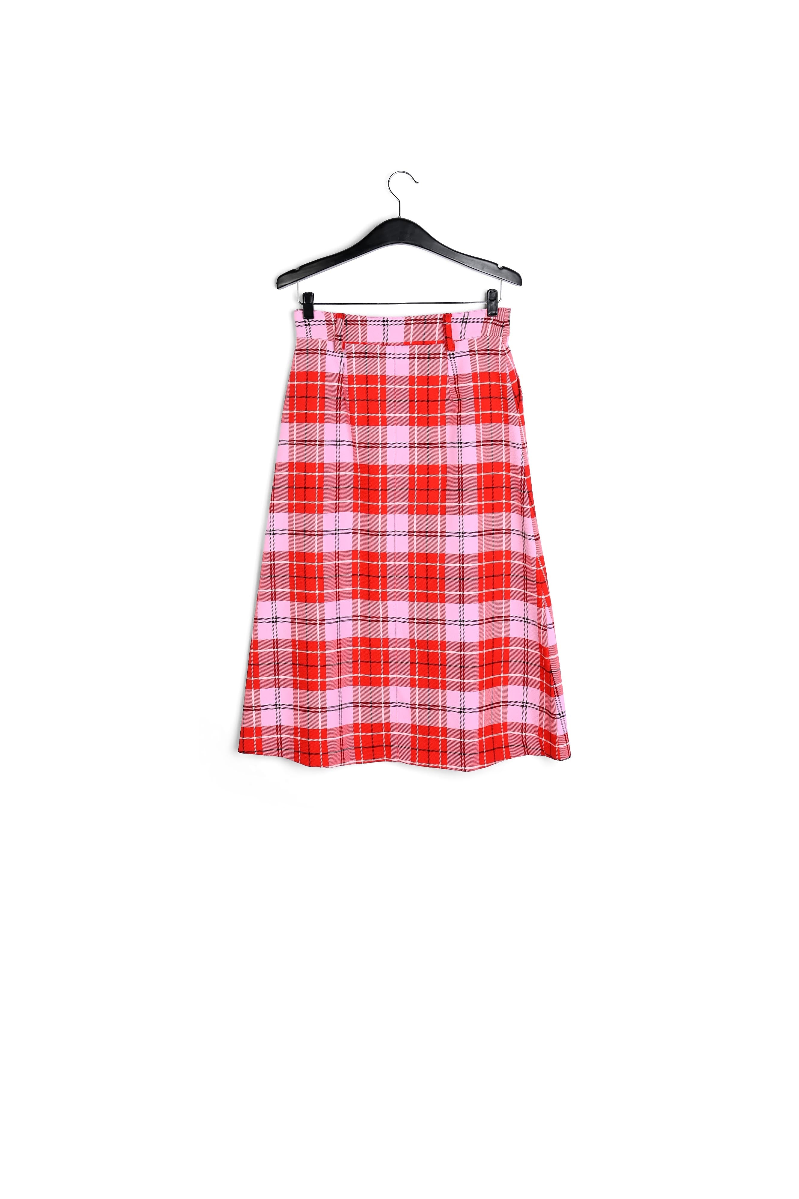 Jupe midi à carreaux rouge et rose RE—SSENTIEL | Essentiel second hand
