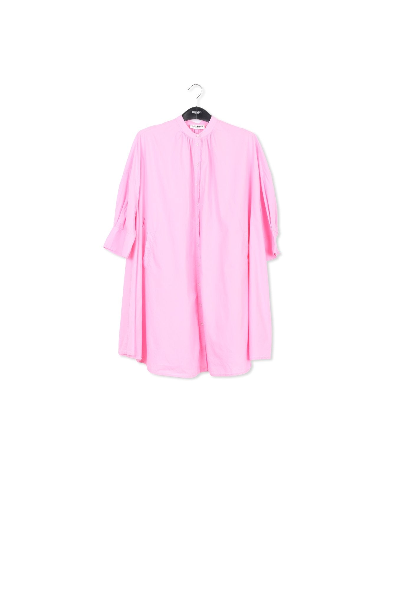 Pink cotton oversized knee-length shirt dress RE—SSENTIEL | Essentiel second hand