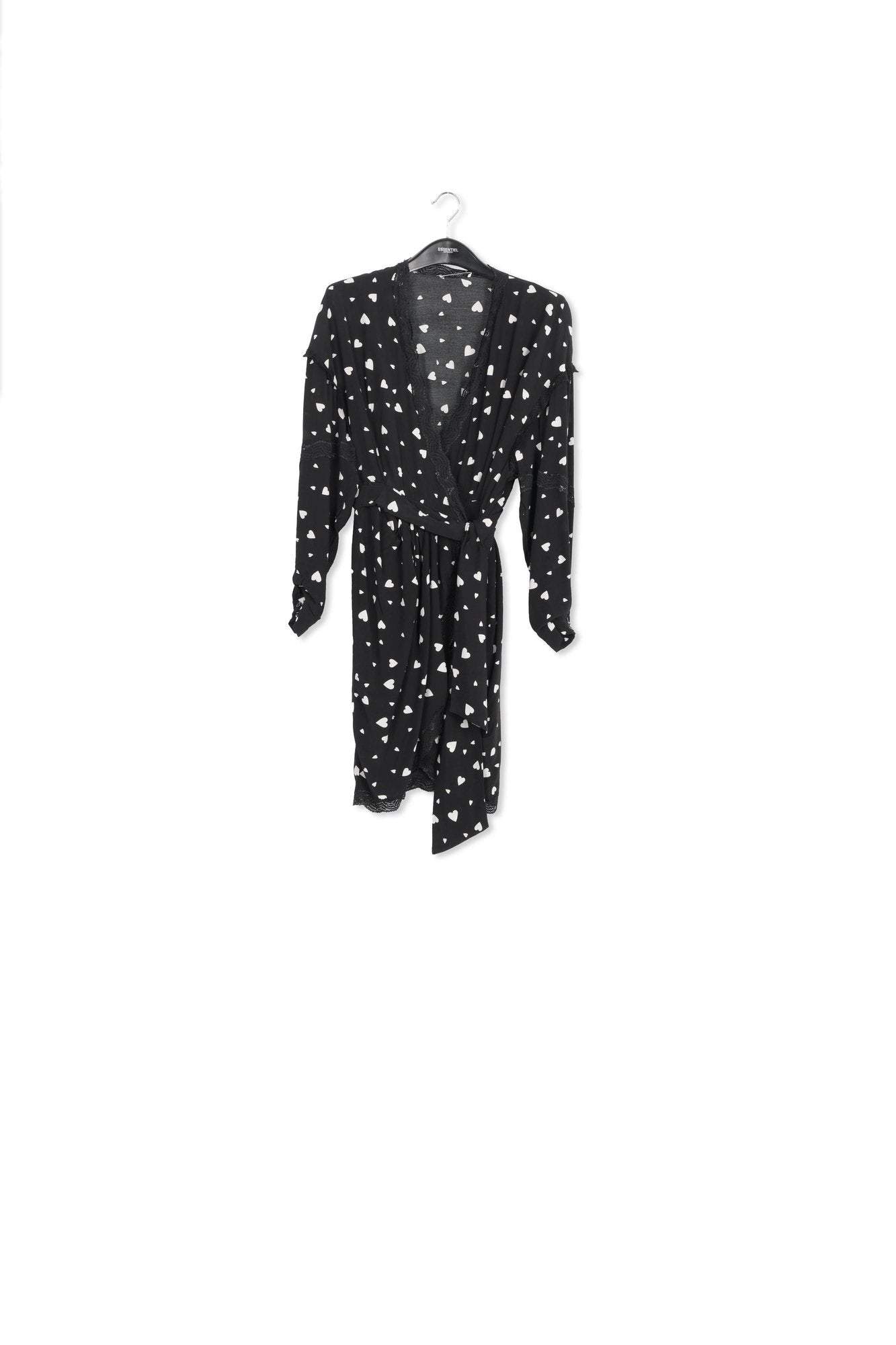 Black heart-print mini wrap dress RE—SSENTIEL | Essentiel second hand