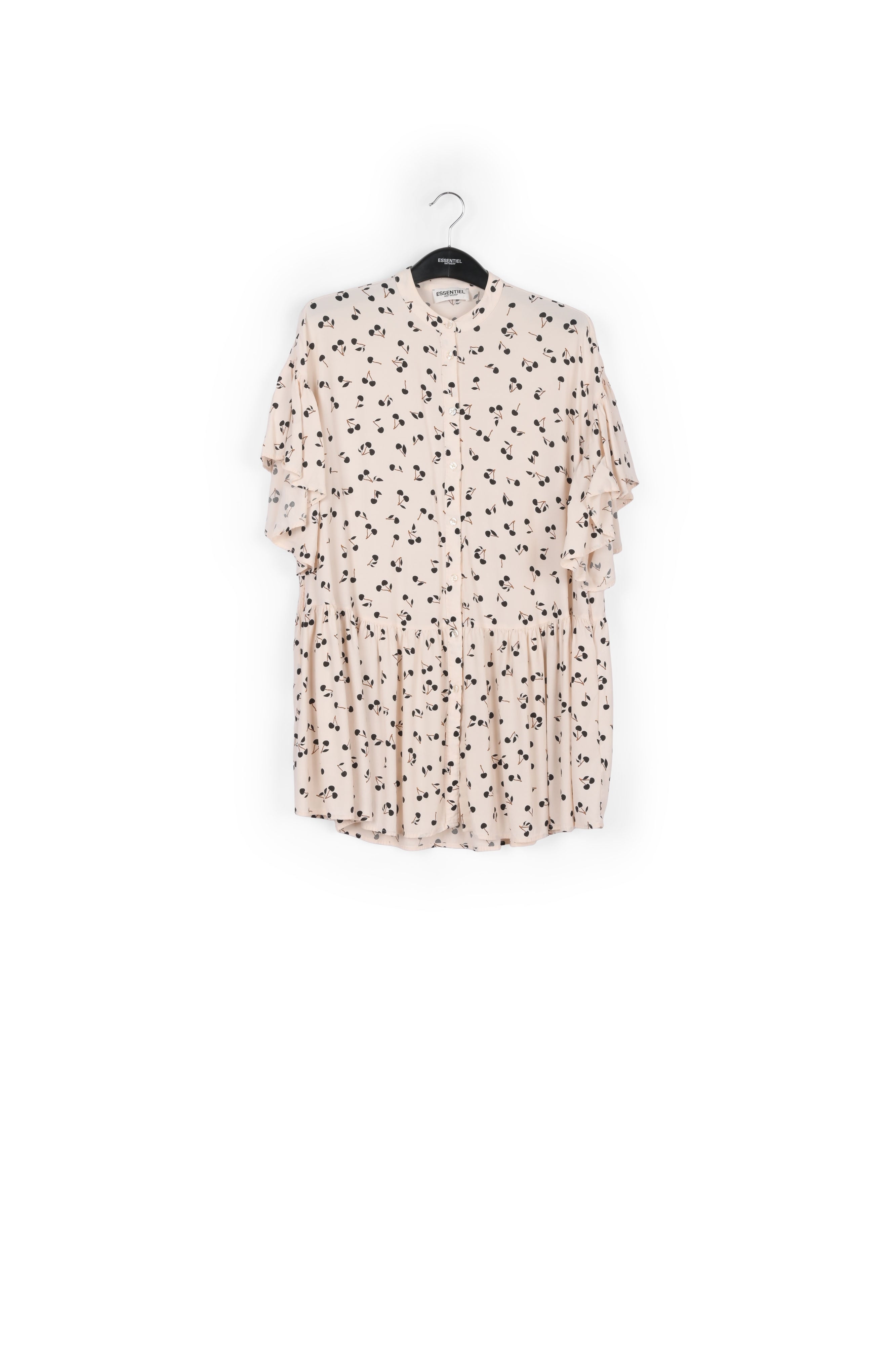 Off-white mini dress with cherry print RE—SSENTIEL | Essentiel second hand